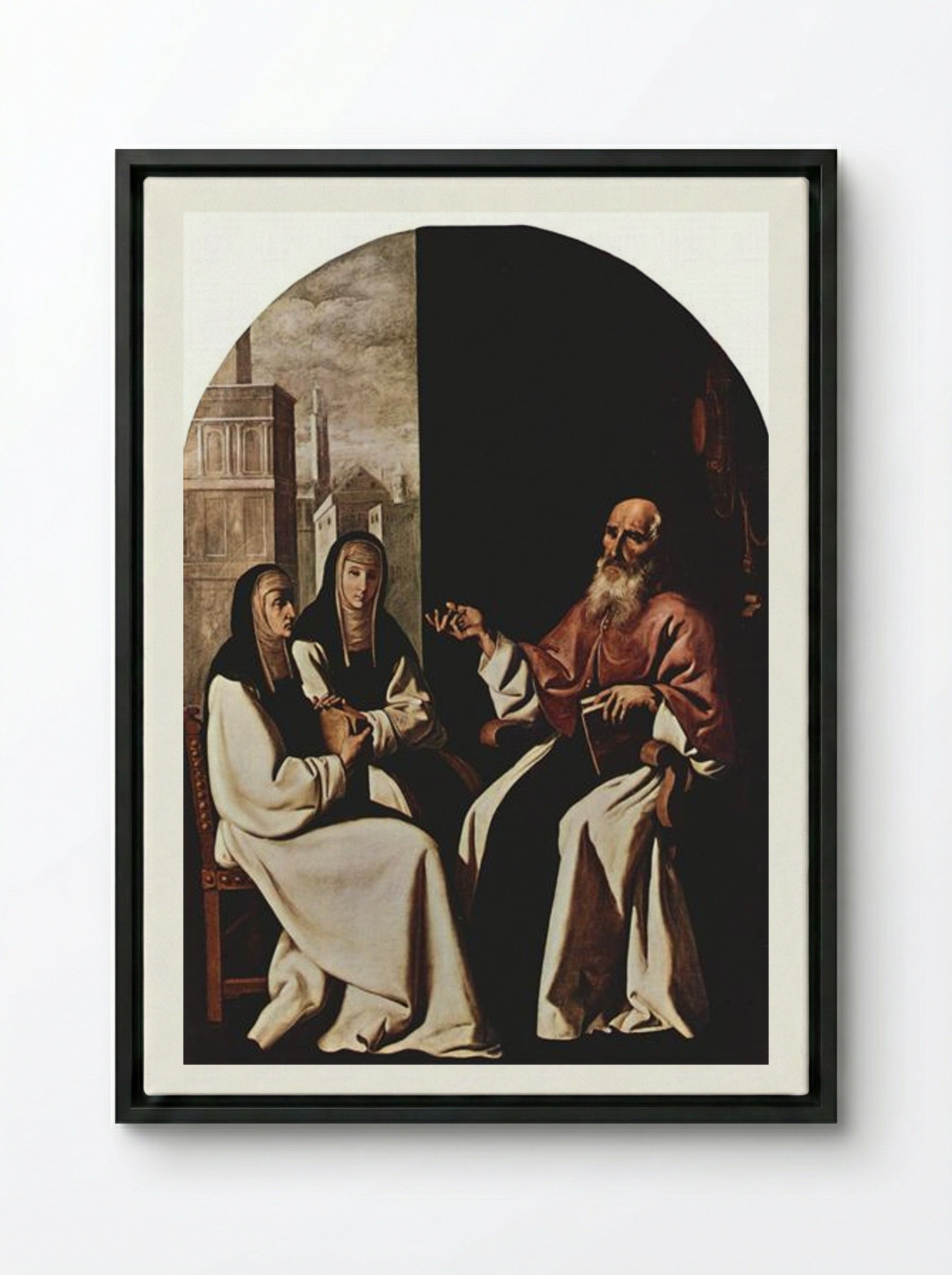 St. Jerome with St. Paula and St. Eustochium - Francisco de Zurbarán - Framed Canvas Black