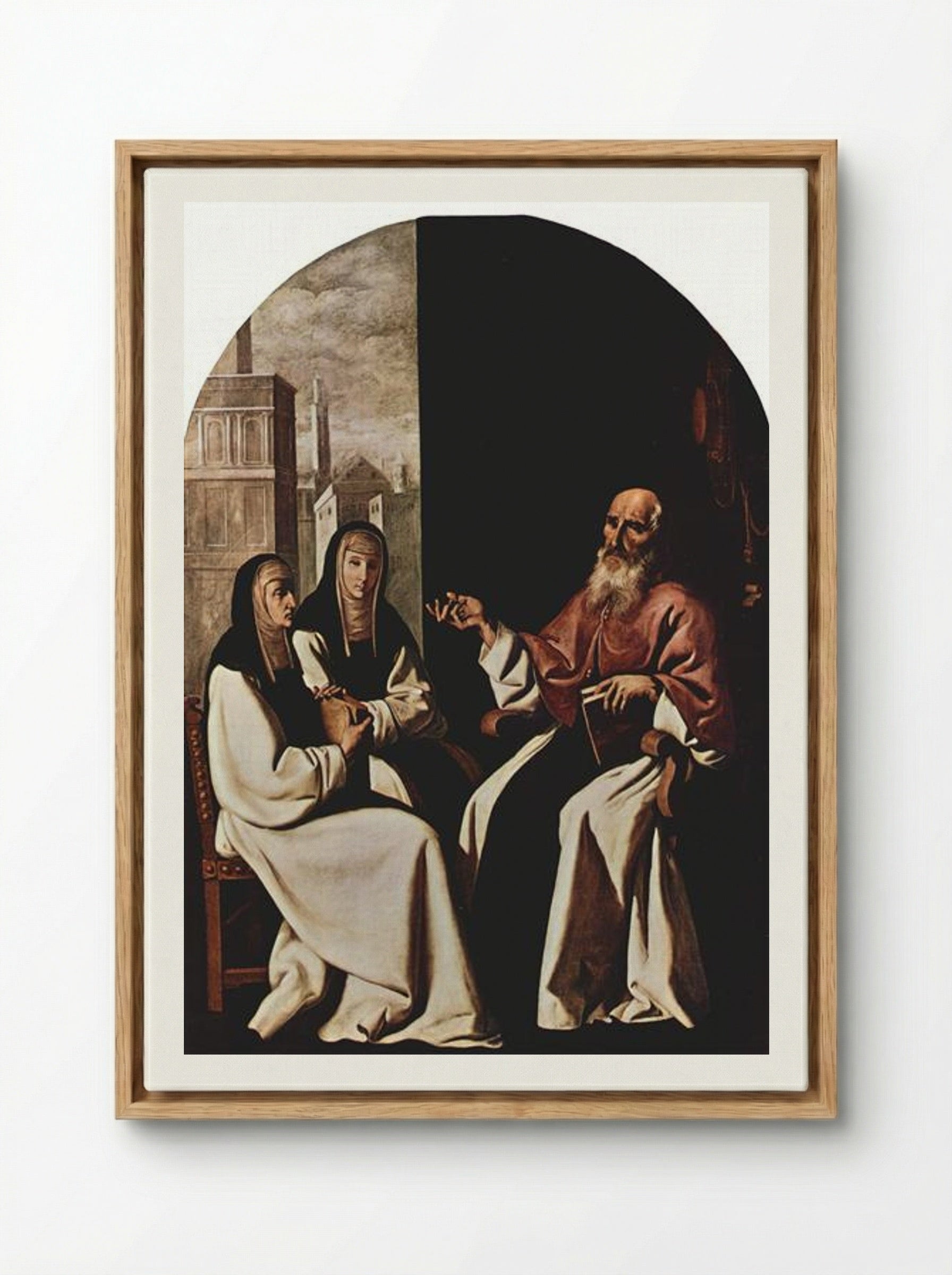 St. Jerome with St. Paula and St. Eustochium - Francisco de Zurbarán - Framed Canvas Wood
