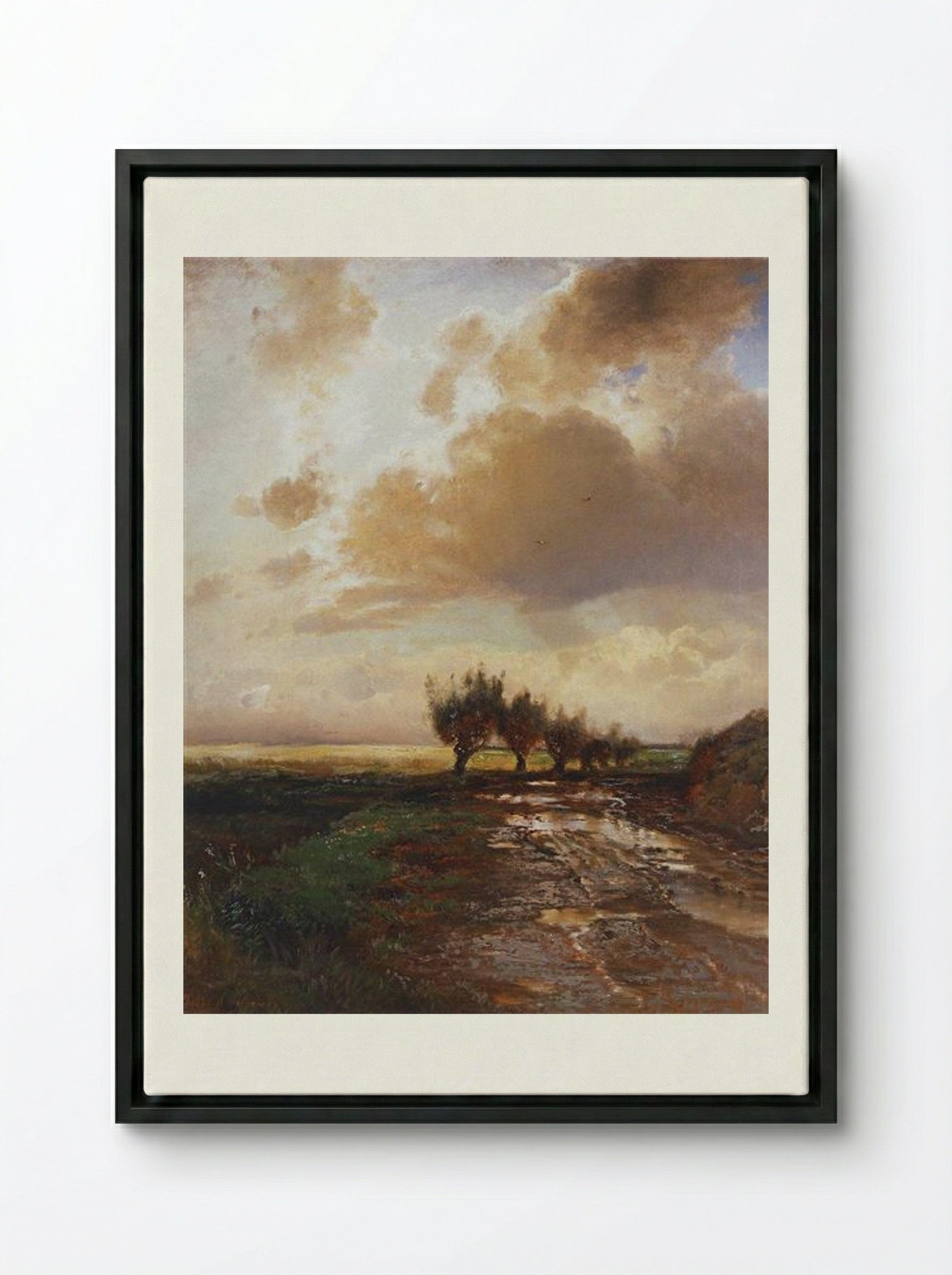 Country Road - Aleksey Savrasov - Framed Canvas Black