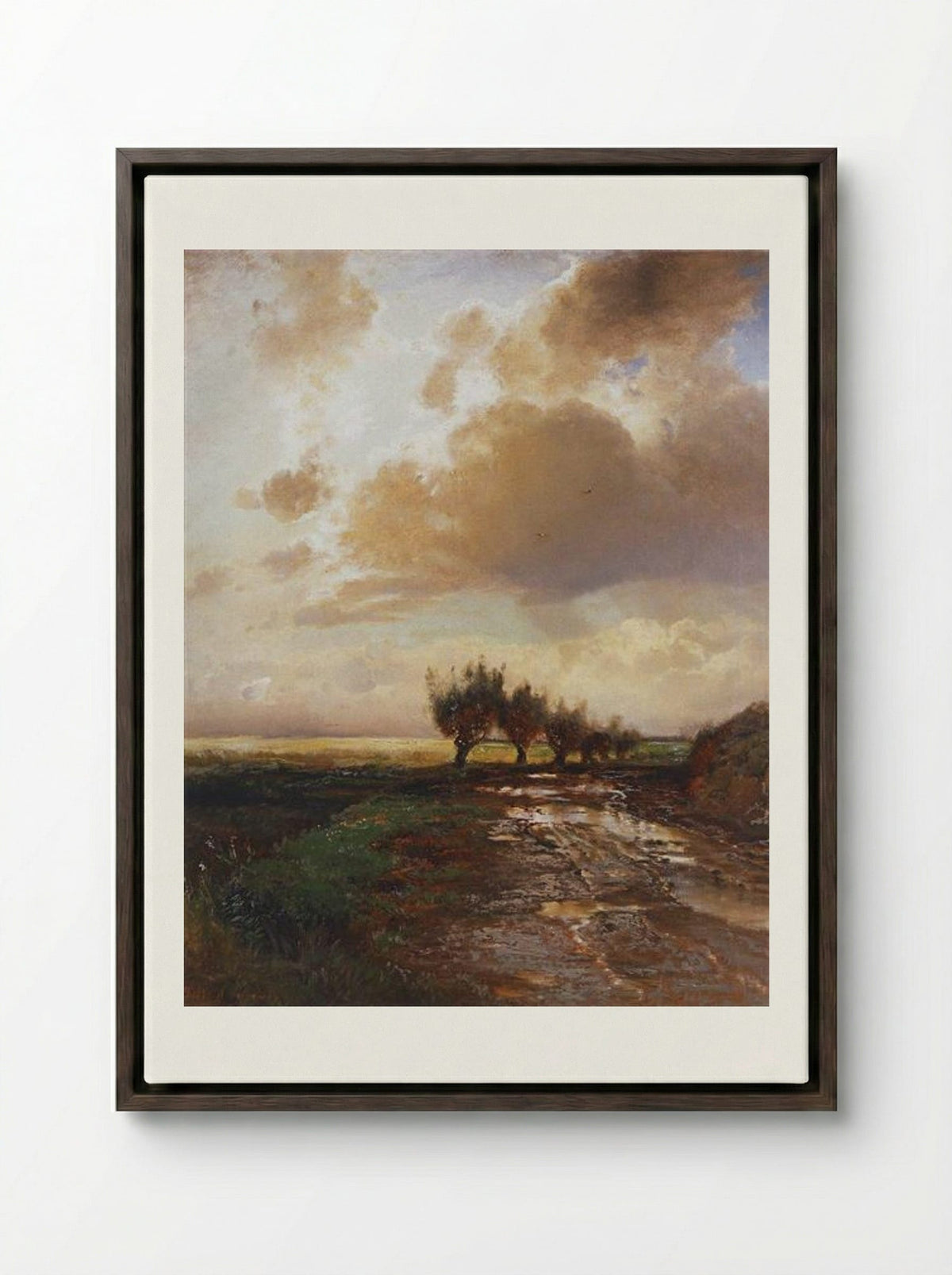 Country Road - Aleksey Savrasov - Framed Canvas Dark Wood