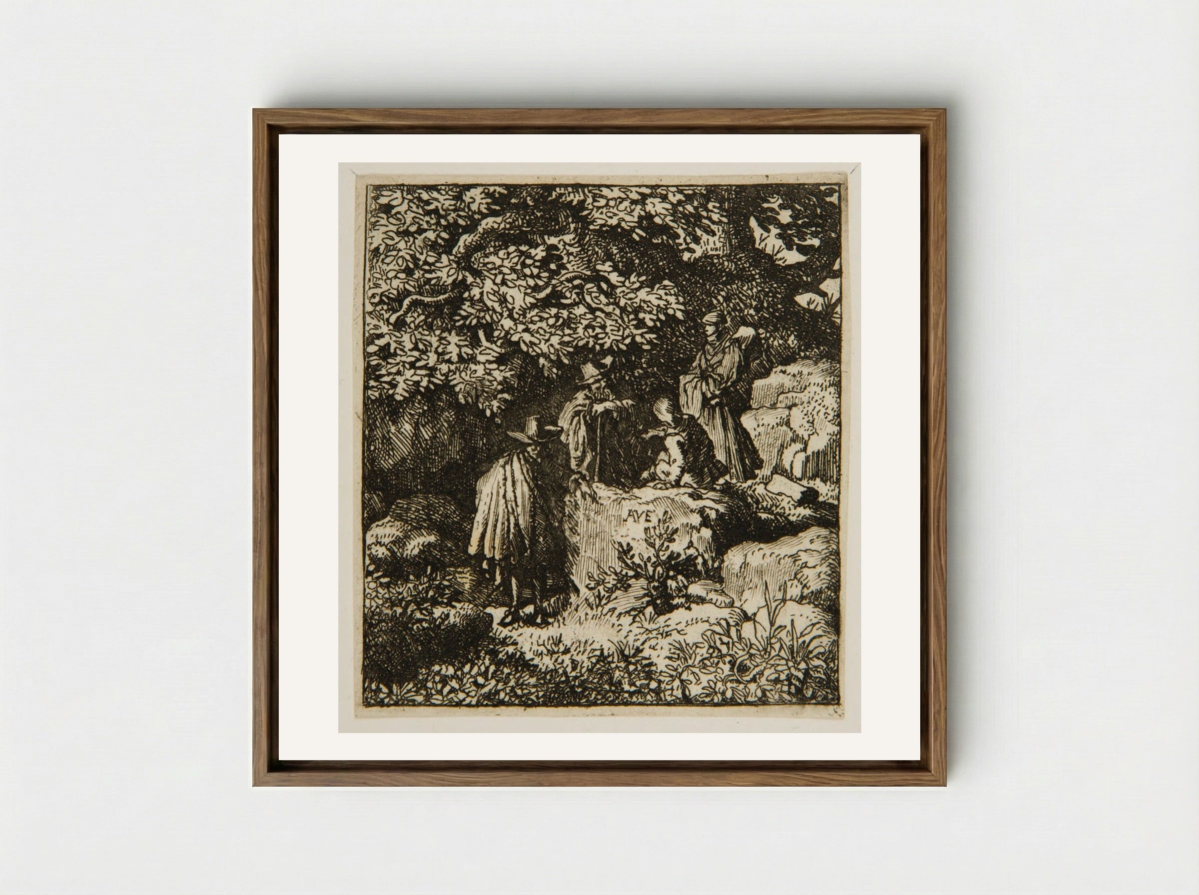 Four Figures under a Tree - Allart van Everdingen - Framed Canvas Wood