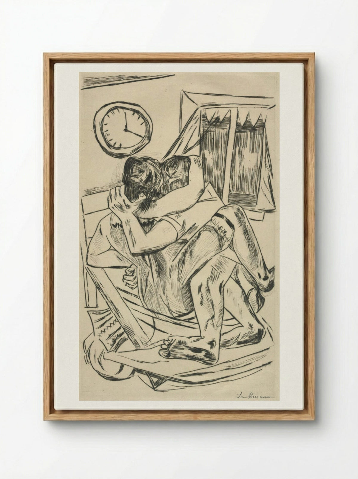 The Embrace - Max Beckmann - Framed Canvas Wood