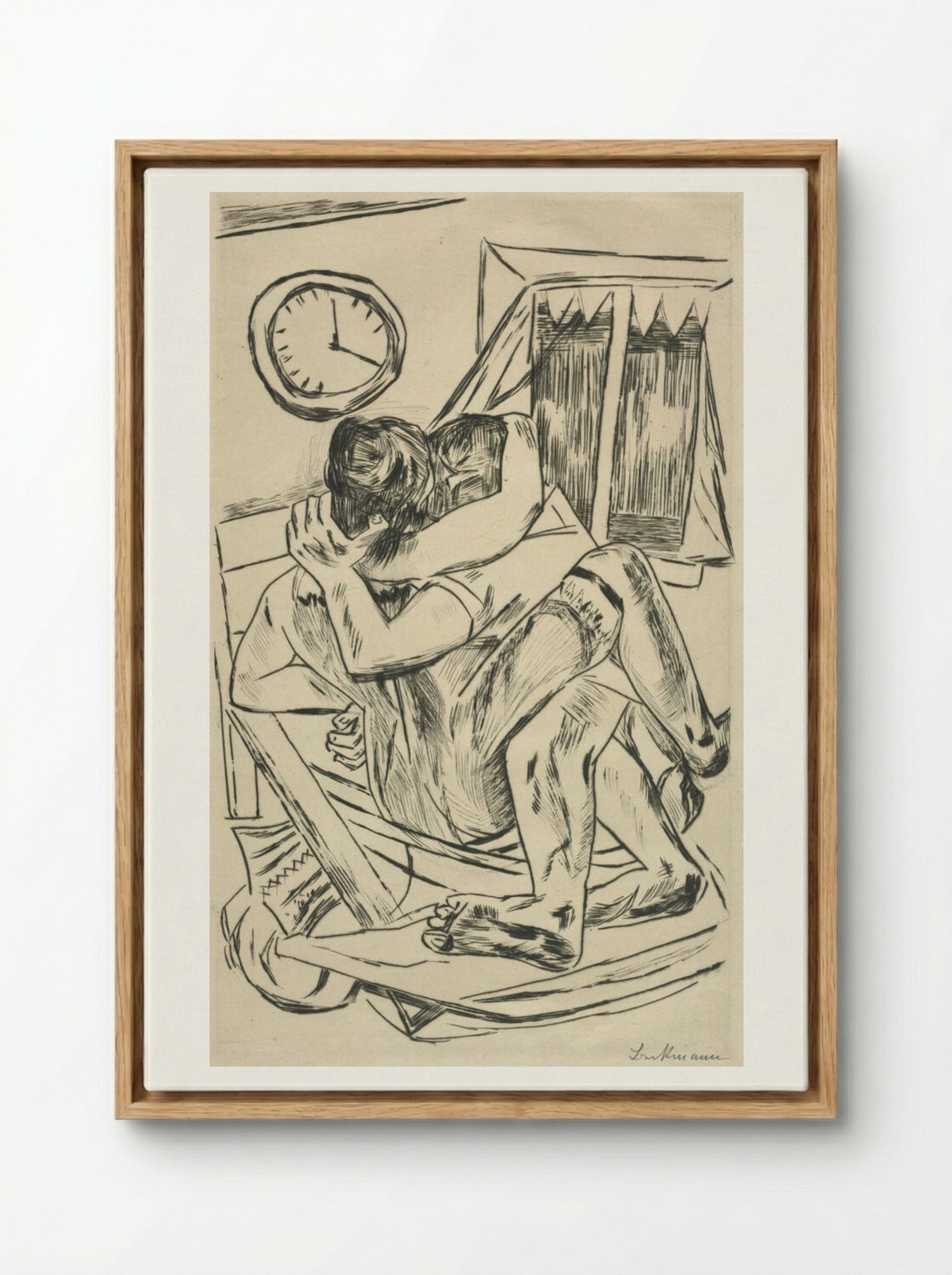 The Embrace - Max Beckmann - Framed Canvas Wood
