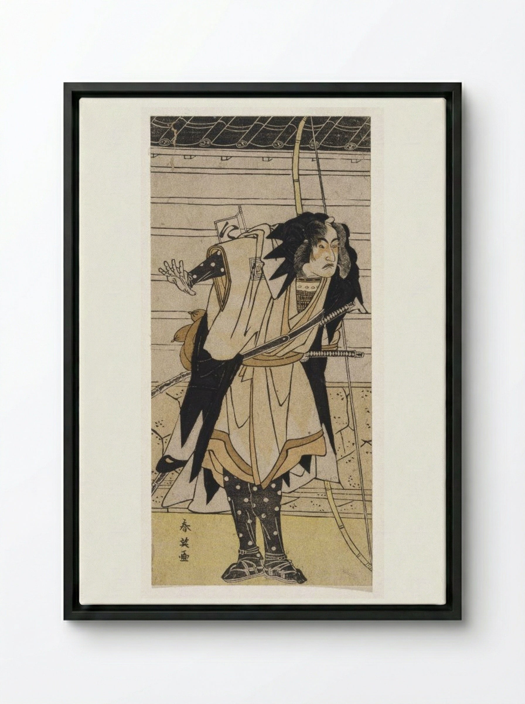 The Actor Ichikawa Danzō IV in the Role of Ono Sadakurō - Katsukawa Shun'ei - Framed Canvas Black