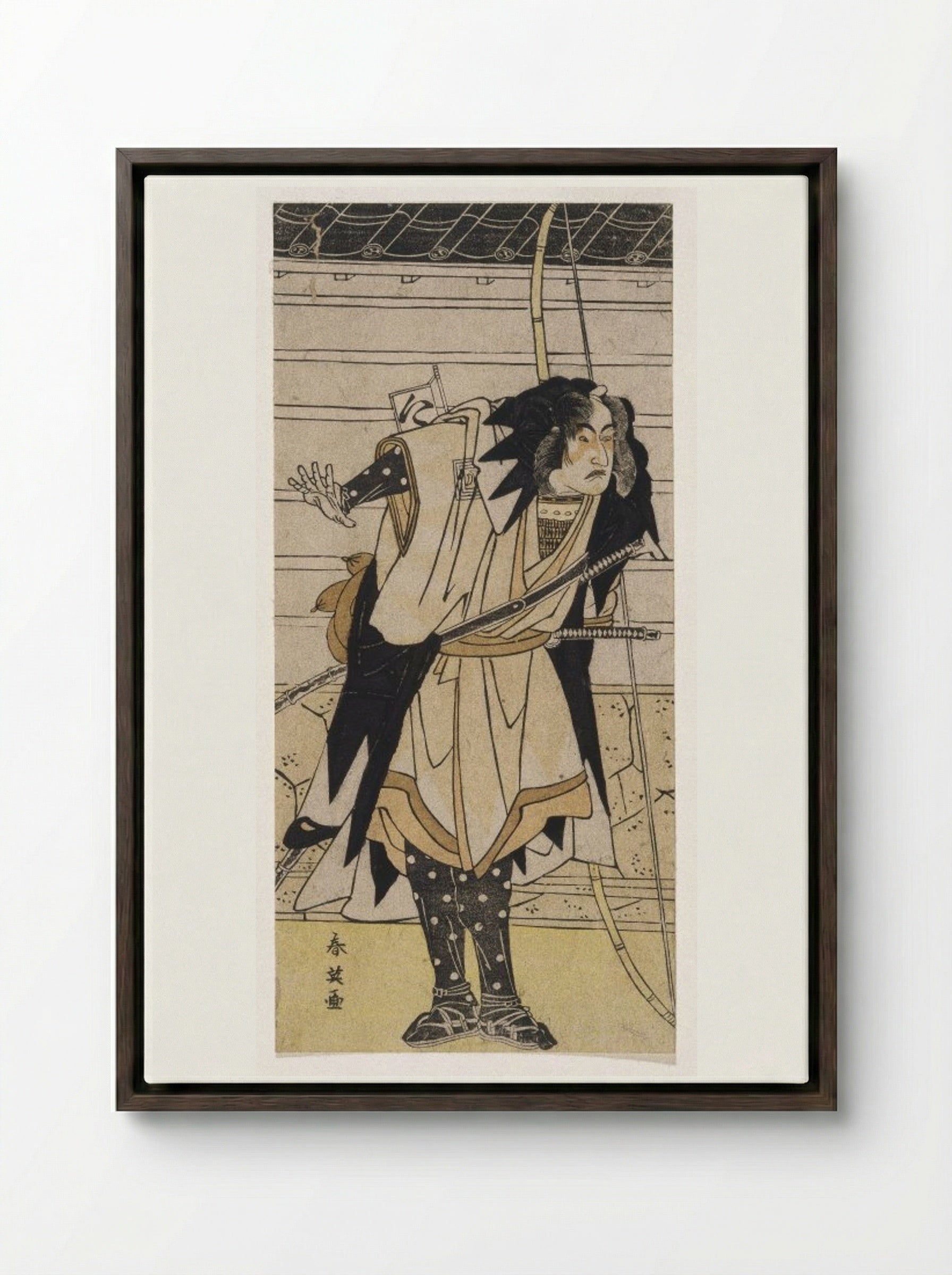 The Actor Ichikawa Danzō IV in the Role of Ono Sadakurō - Katsukawa Shun'ei - Framed Canvas Dark Wood