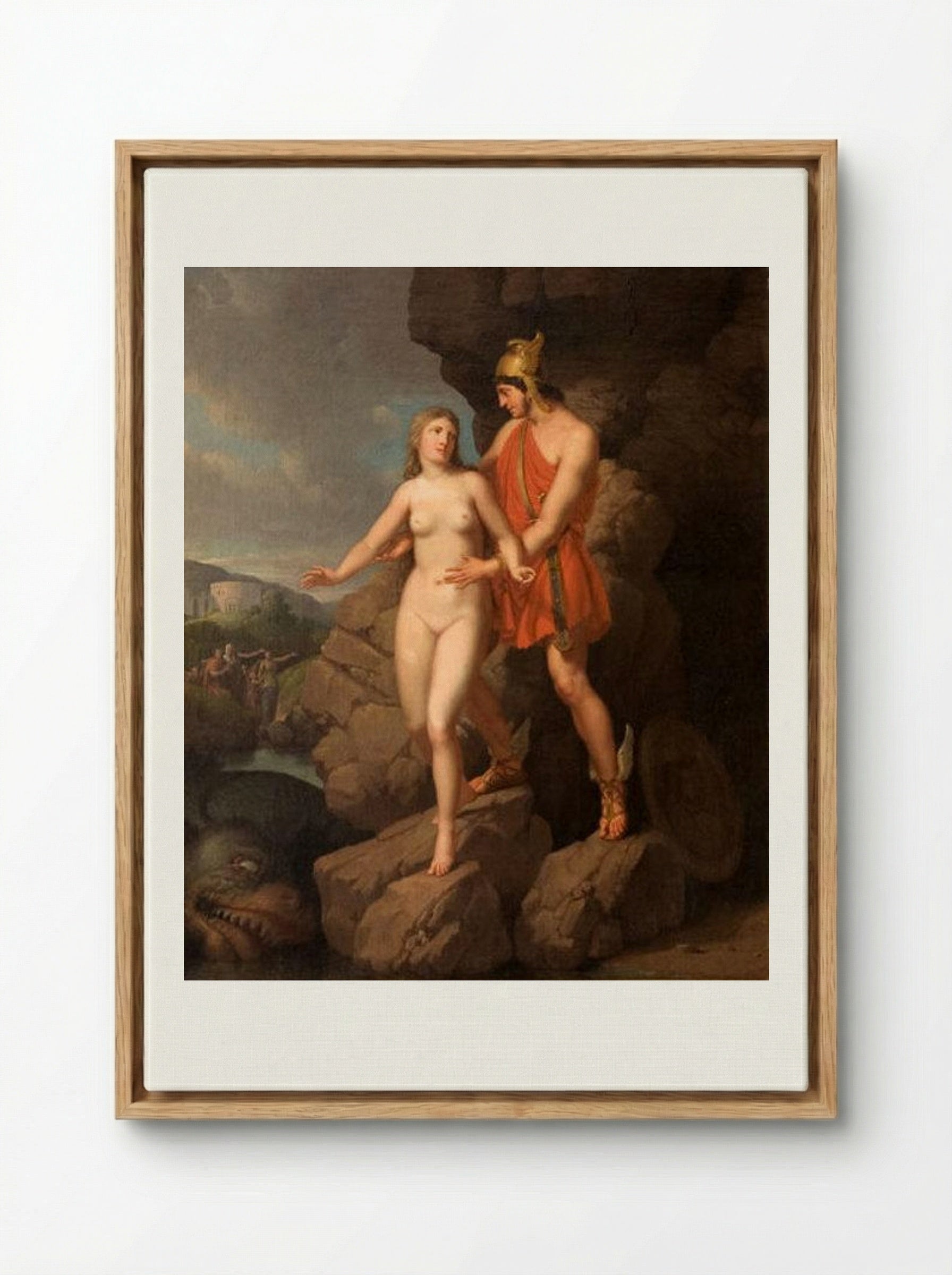 Perseus Delivering Andromeda - Christoffer Wilhelm Eckersberg - Framed Canvas Wood