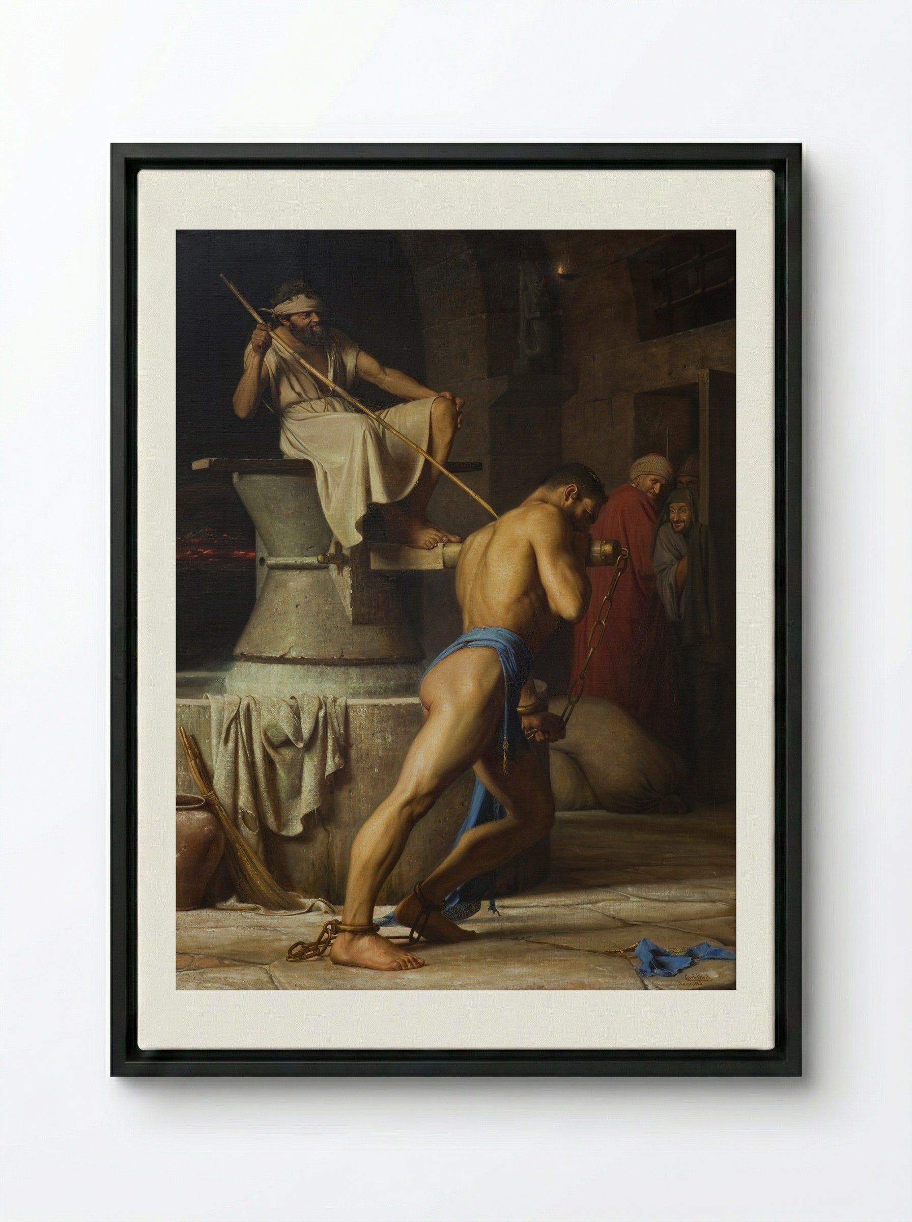 Samson in the Mill - Carl Bloch - Framed Canvas Black