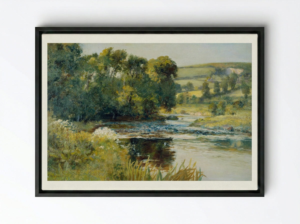 Streamside - Edward Mitchell Bannister - Framed Canvas Black