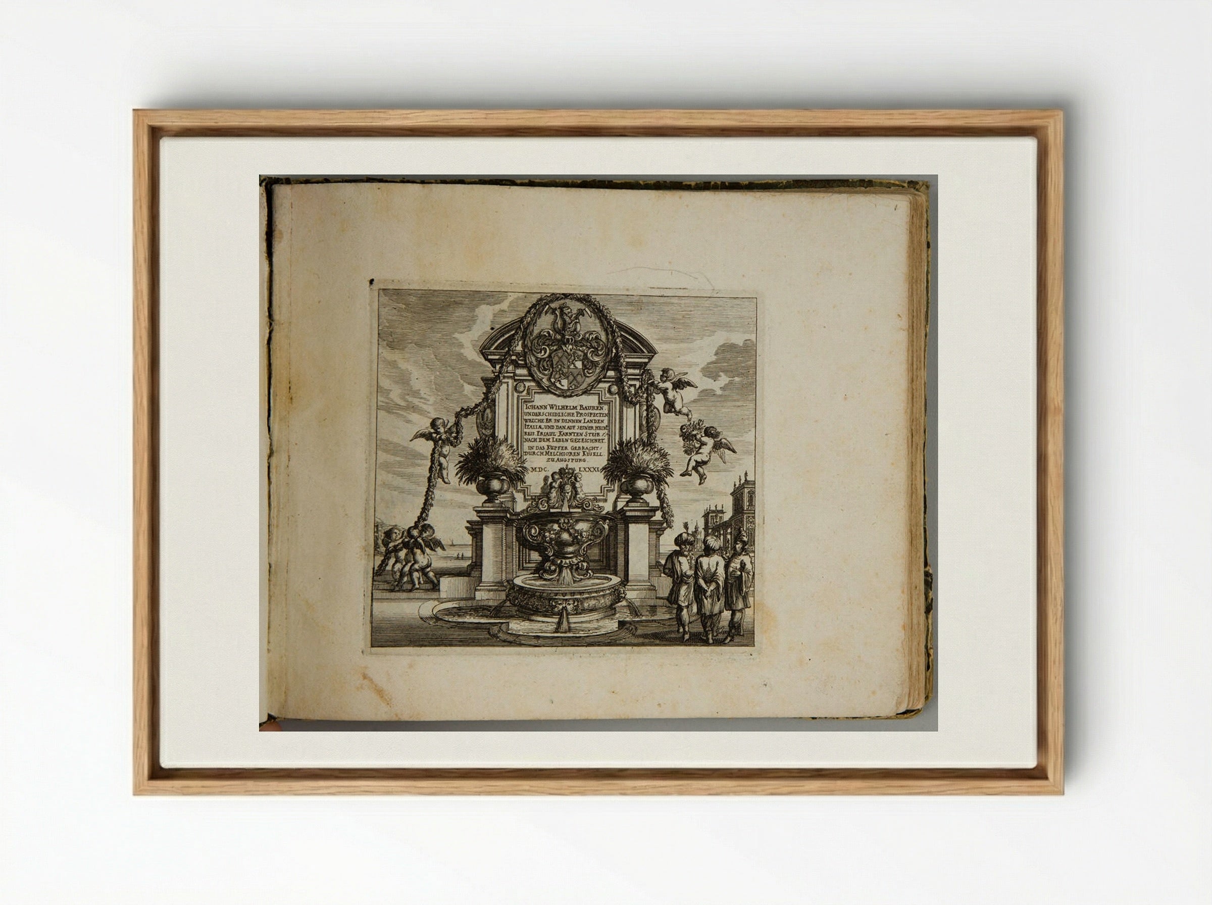 Title Page from Album of Views after Johann Wilhelm Baur - Melchior Küsel - Framed Canvas Wood