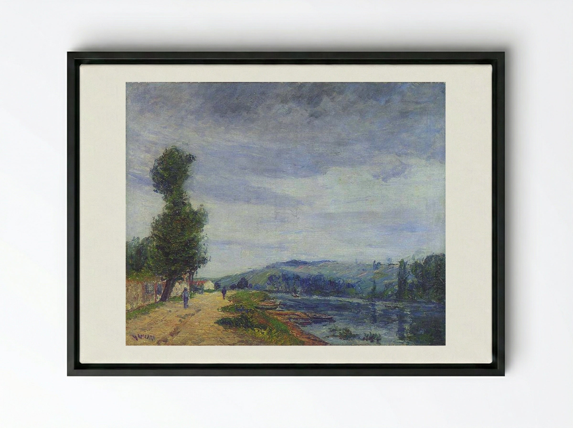 By the Seine, Stormy Weather - Gustave Loiseau - Framed Canvas Black