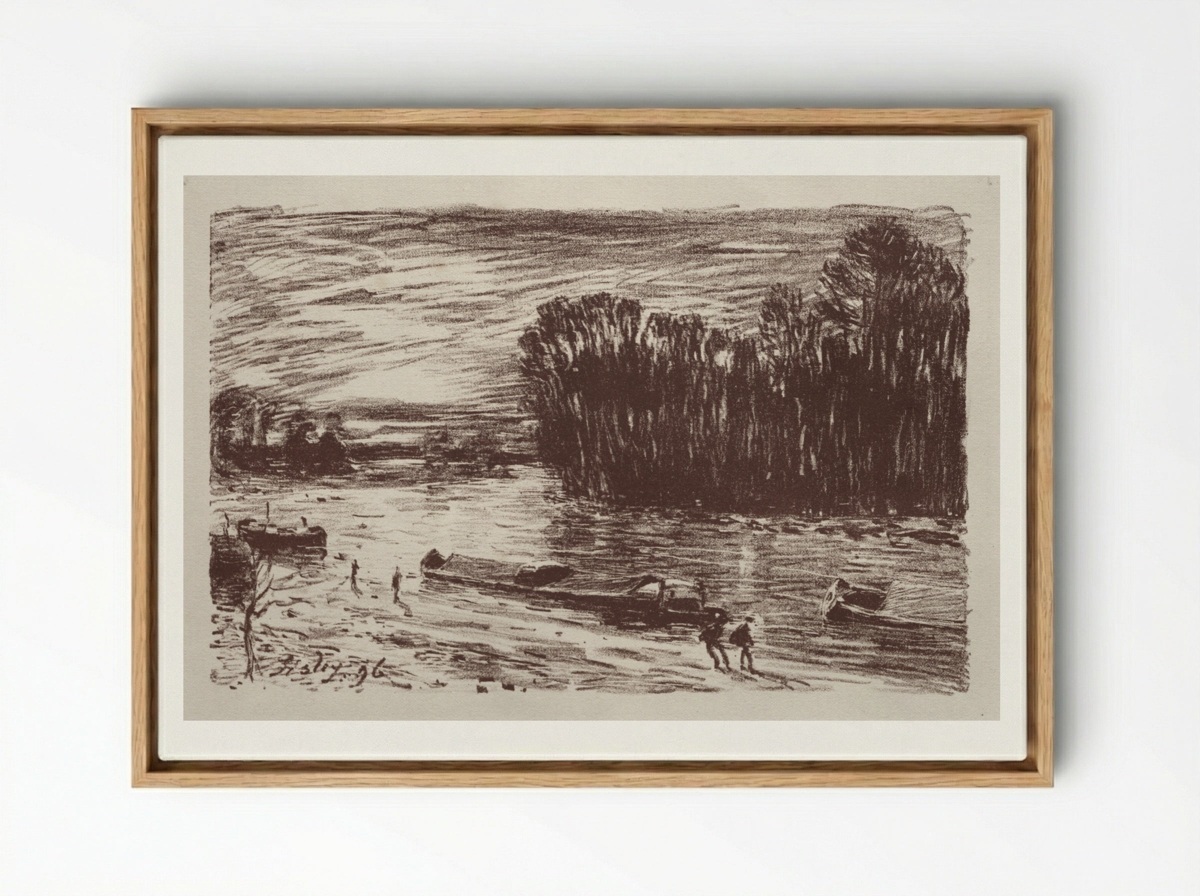 On the Banks of the Loing - Alfred Sisley - Framed Canvas Wood