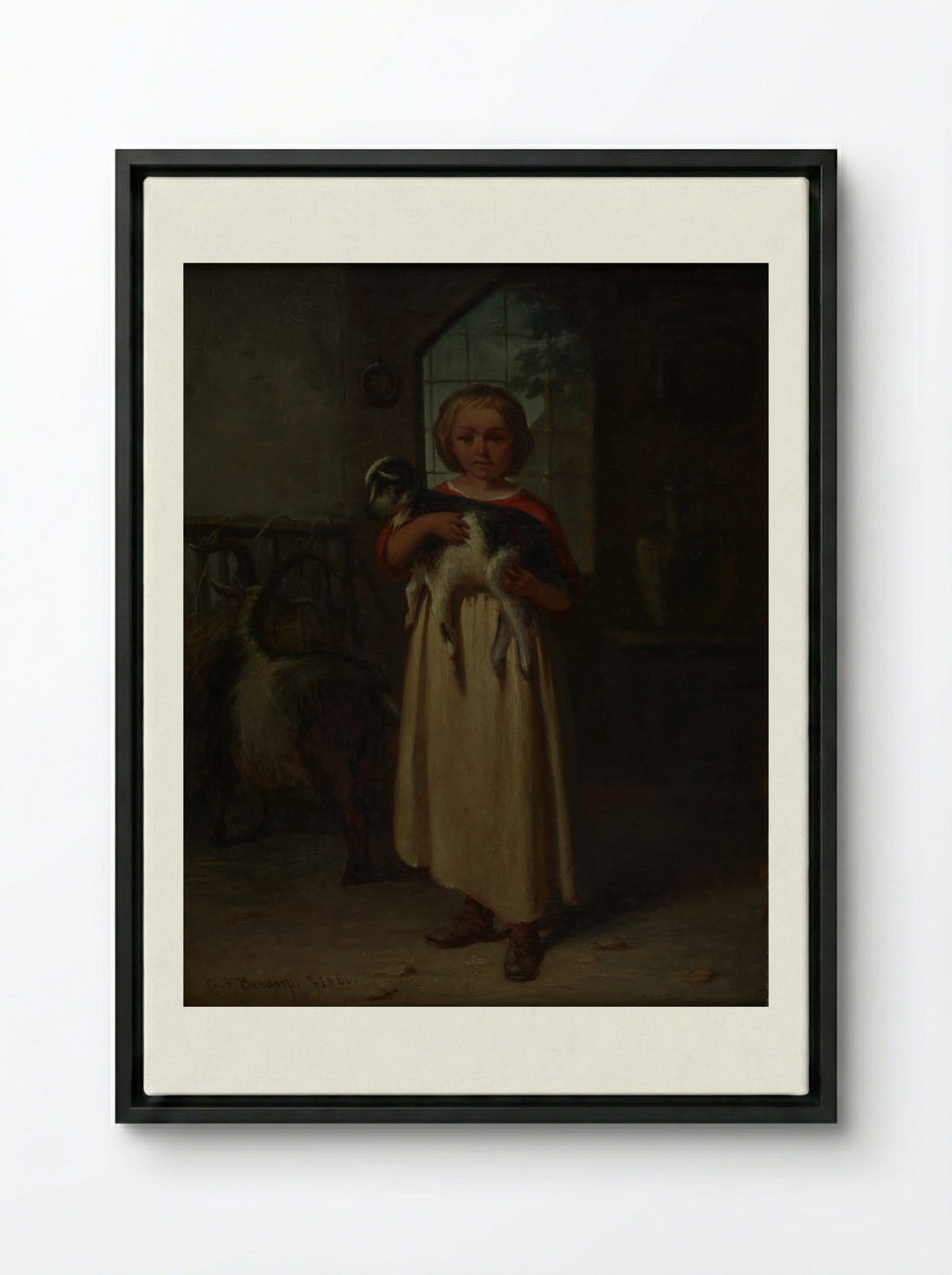 Girl with a Kid - Carel Frederik Bendorp (I) - Framed Canvas Black