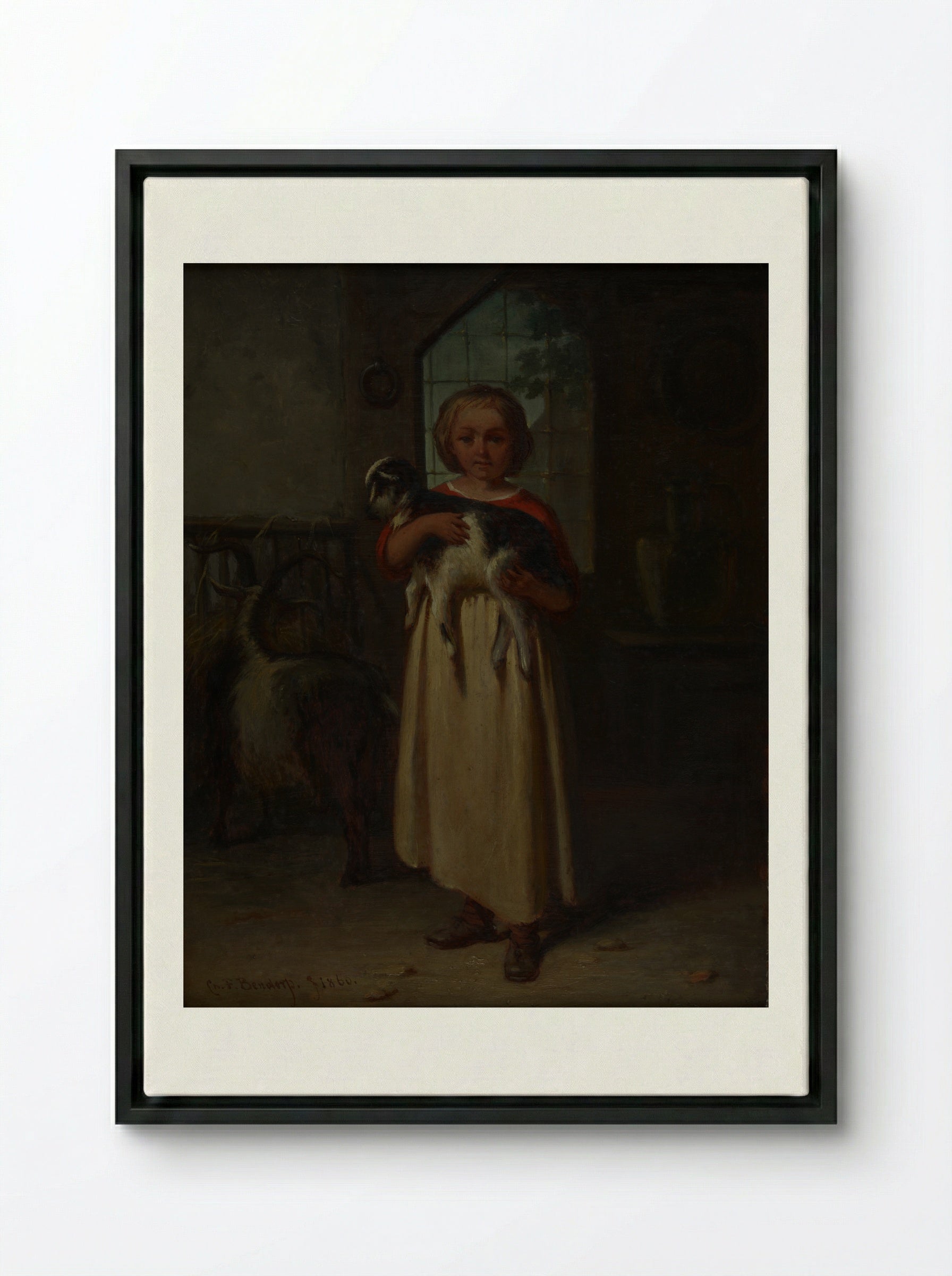Girl with a Kid - Carel Frederik Bendorp (I) - Framed Canvas Black