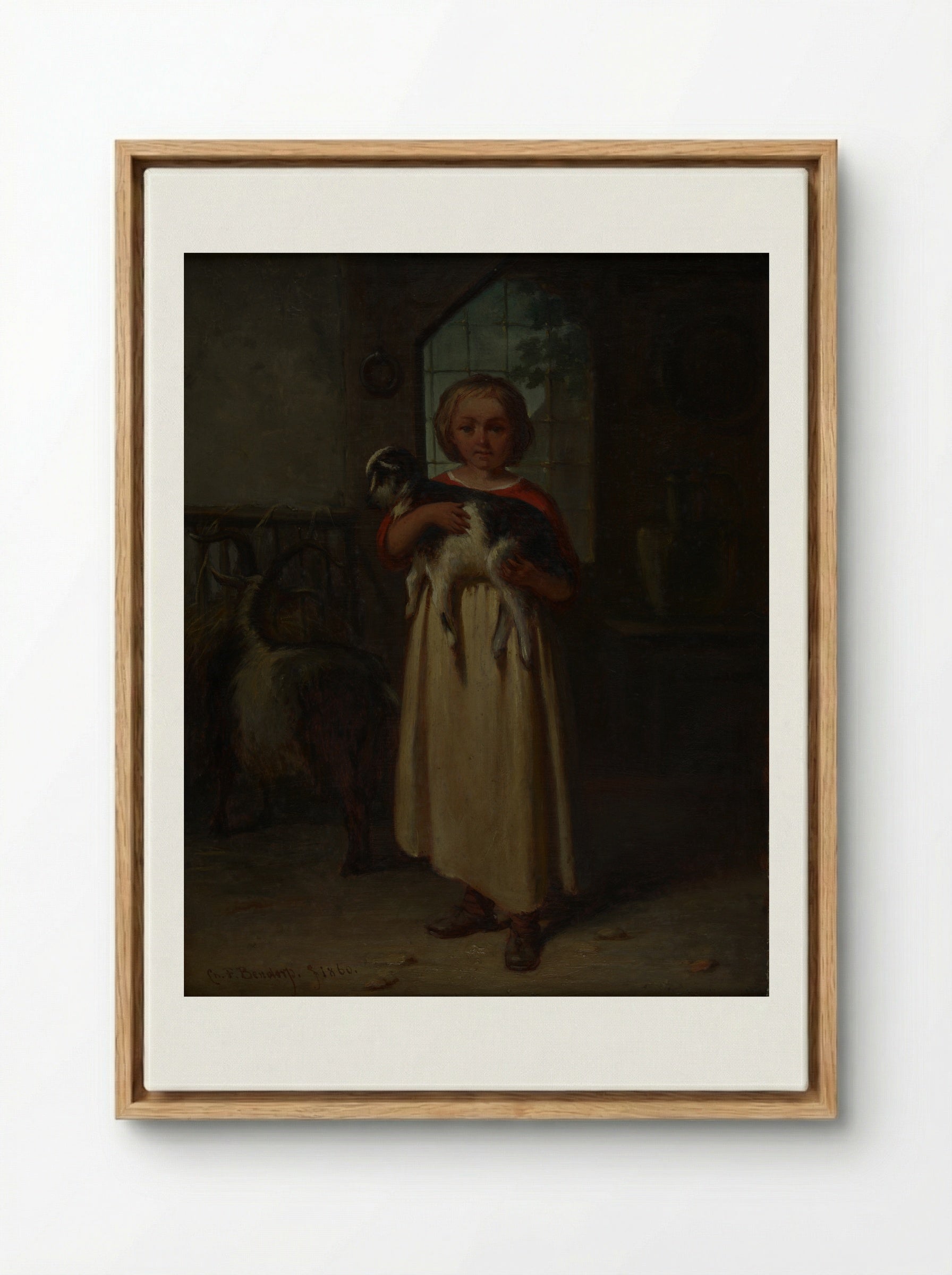 Girl with a Kid - Carel Frederik Bendorp (I) - Framed Canvas Wood