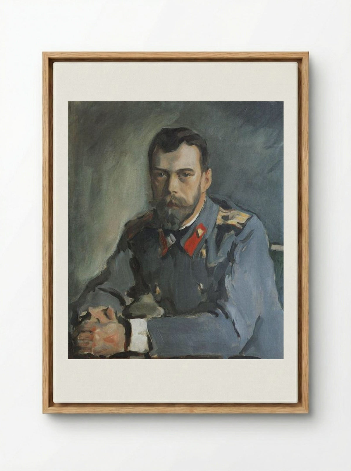 Portrait of Emperor Nicholas II - Valentin Serov - Framed Canvas Wood