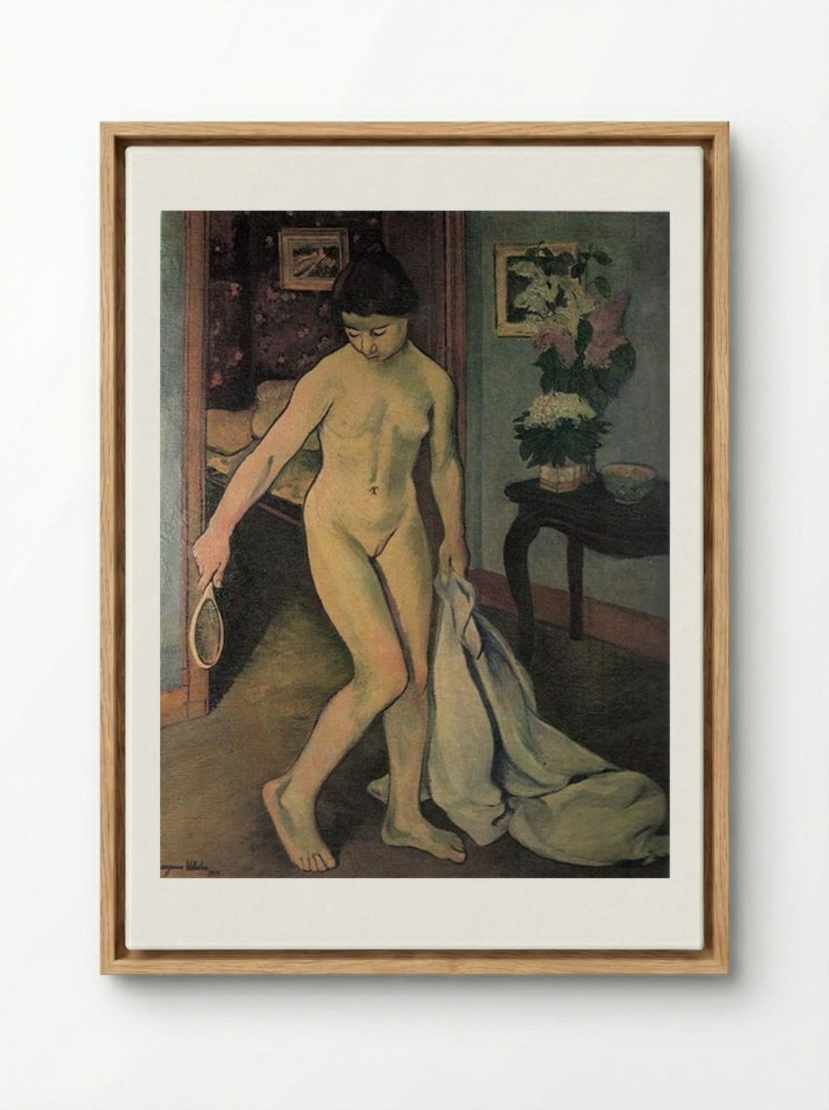 Nude at the Mirror - Suzanne Valadon - Framed Canvas Wood