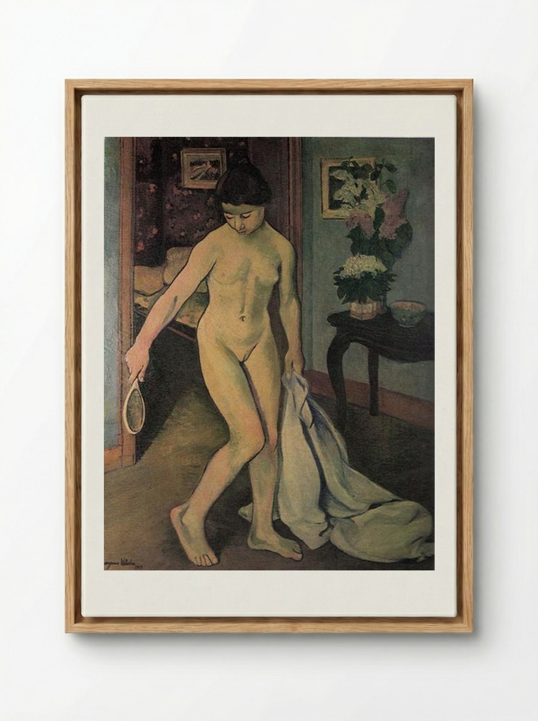 Nude at the Mirror - Suzanne Valadon - Framed Canvas Wood