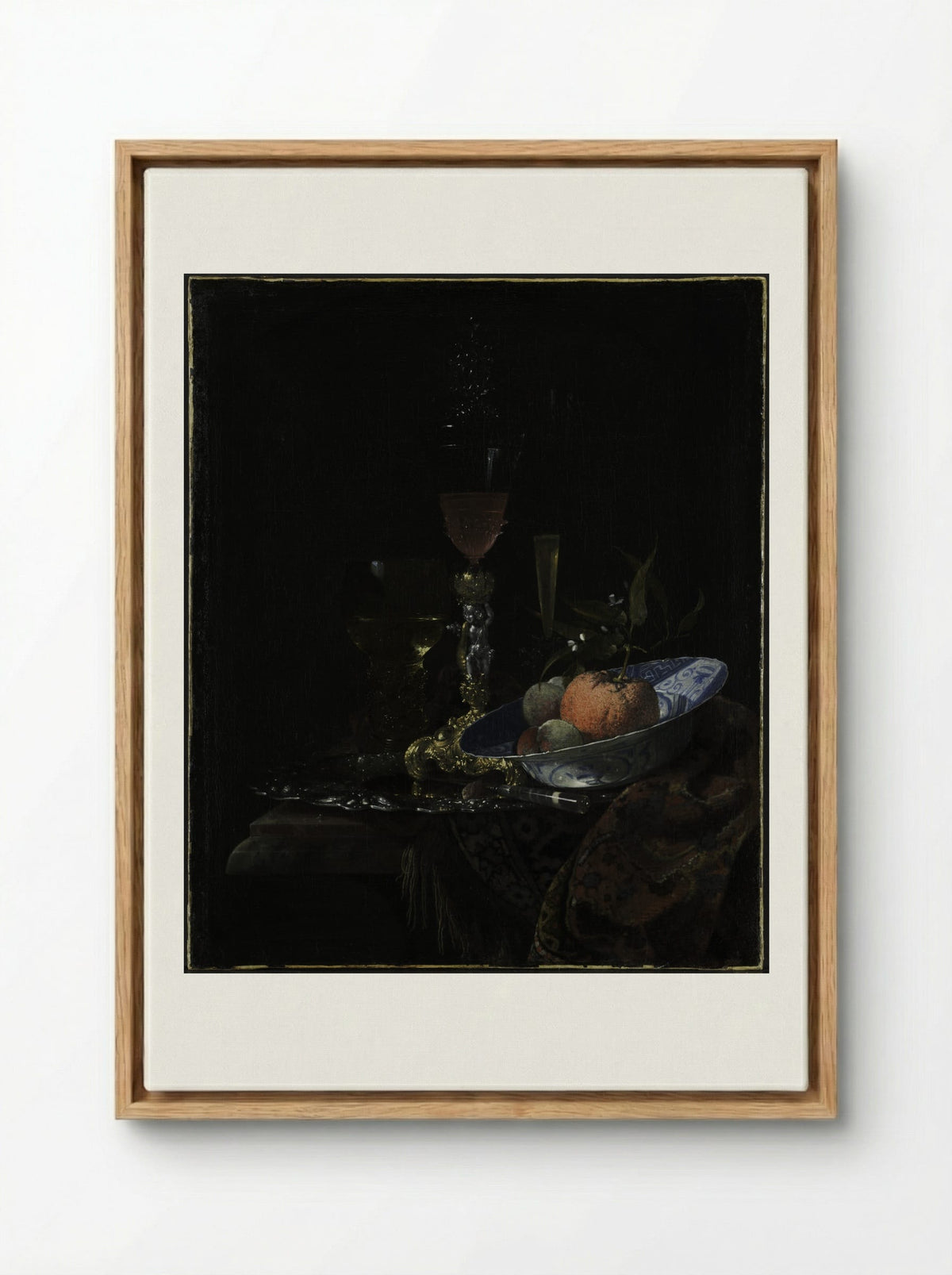 Still-Life with Chinese Porcelain Bowl - Willem Kalf - Framed Canvas Wood