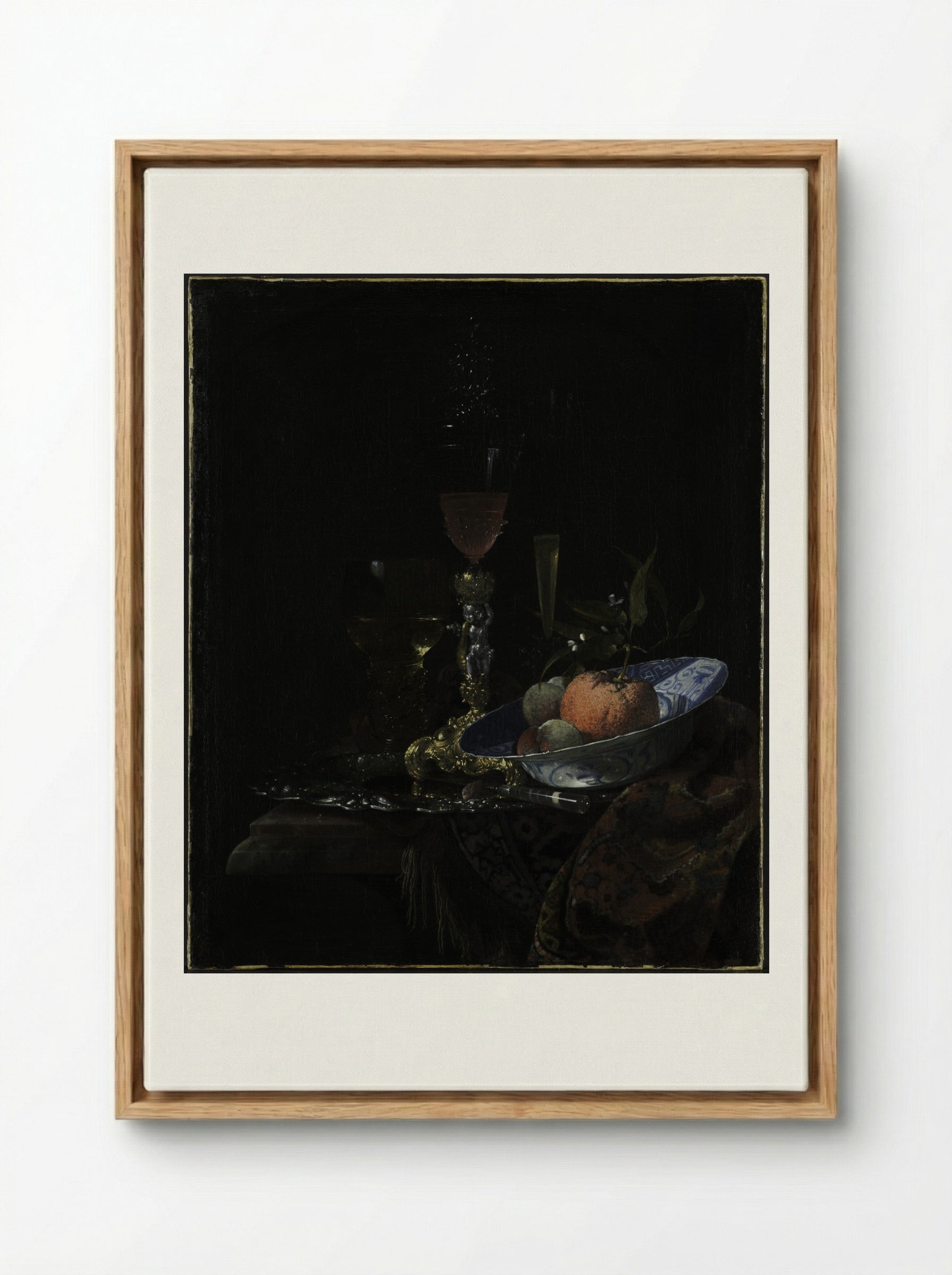 Still-Life with Chinese Porcelain Bowl - Willem Kalf - Framed Canvas Wood