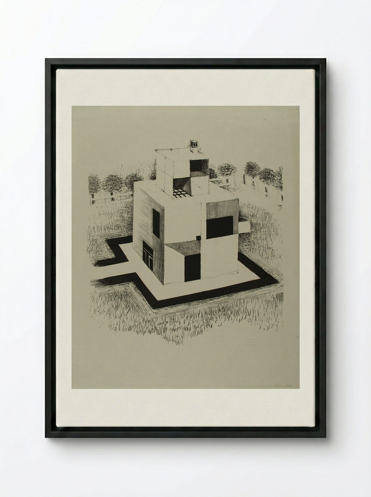 House of the White Man - Johannes Itten - Framed Canvas Black