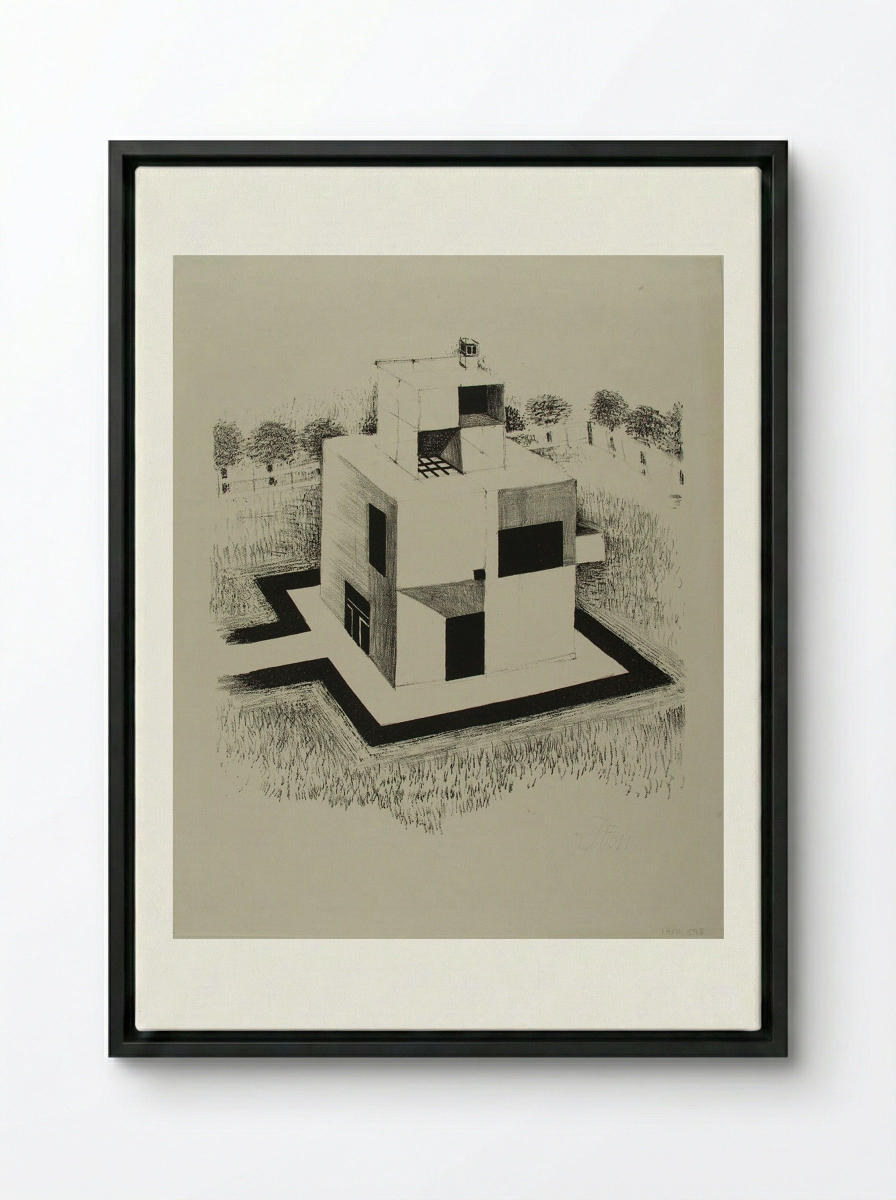 House of the White Man - Johannes Itten - Framed Canvas Black