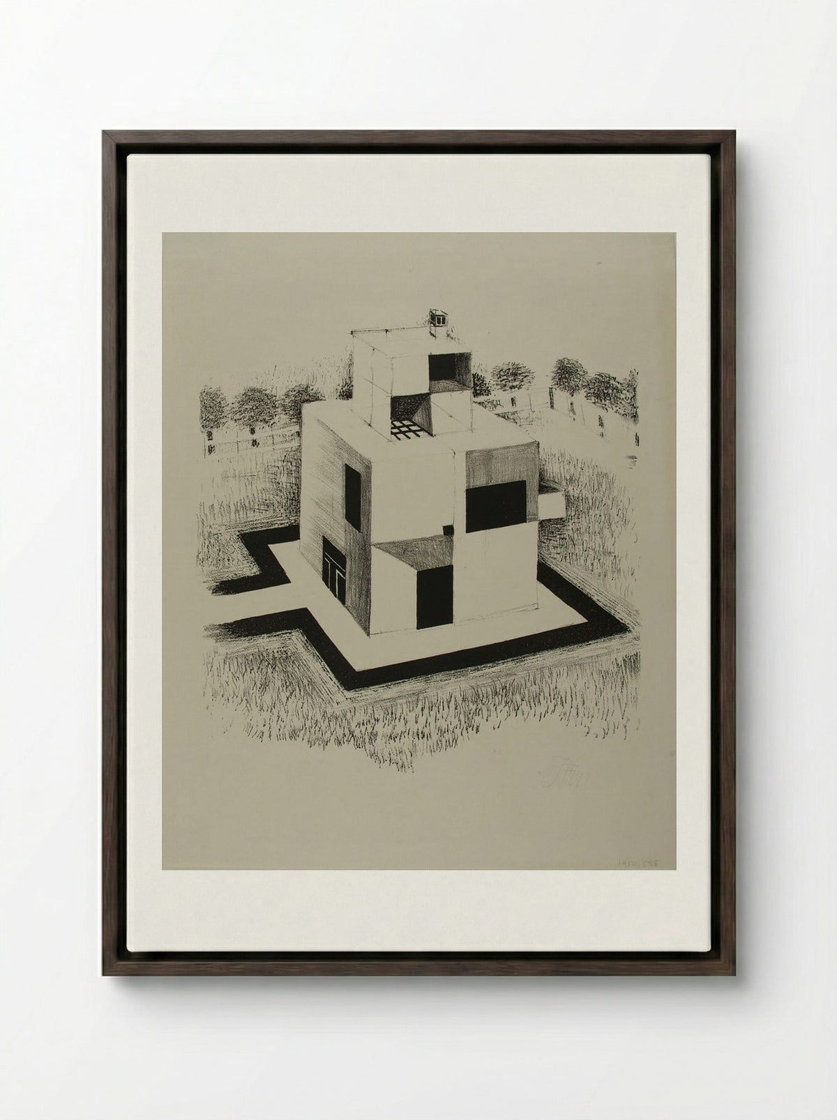 House of the White Man - Johannes Itten - Framed Canvas Dark Wood