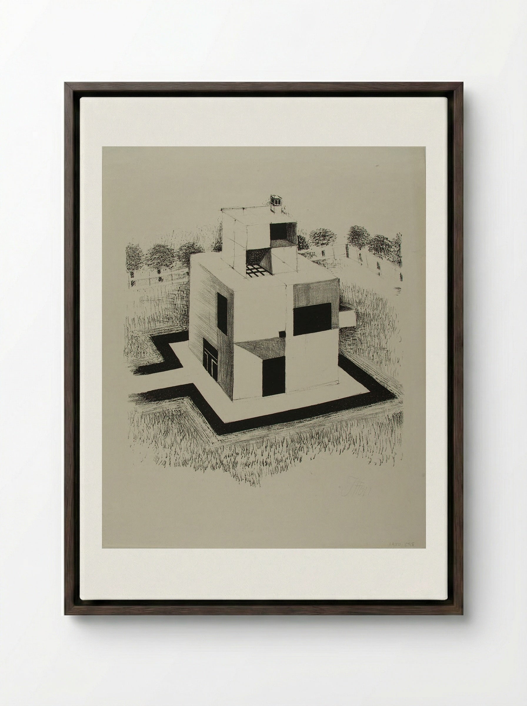 House of the White Man - Johannes Itten - Framed Canvas Dark Wood