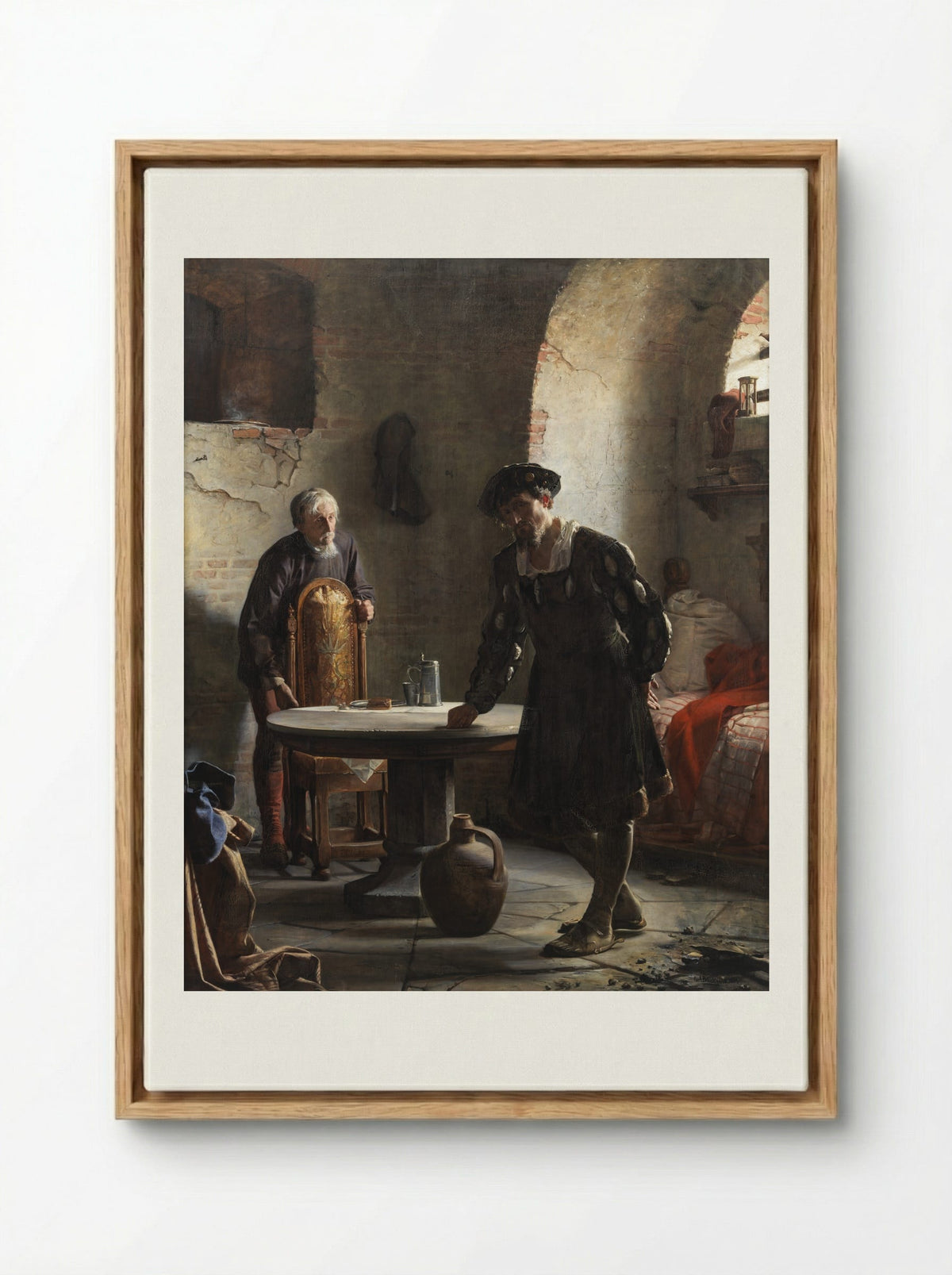 Christian II imprisoned in the tower at Sønderborg castle - Carl Bloch - Framed Canvas Wood