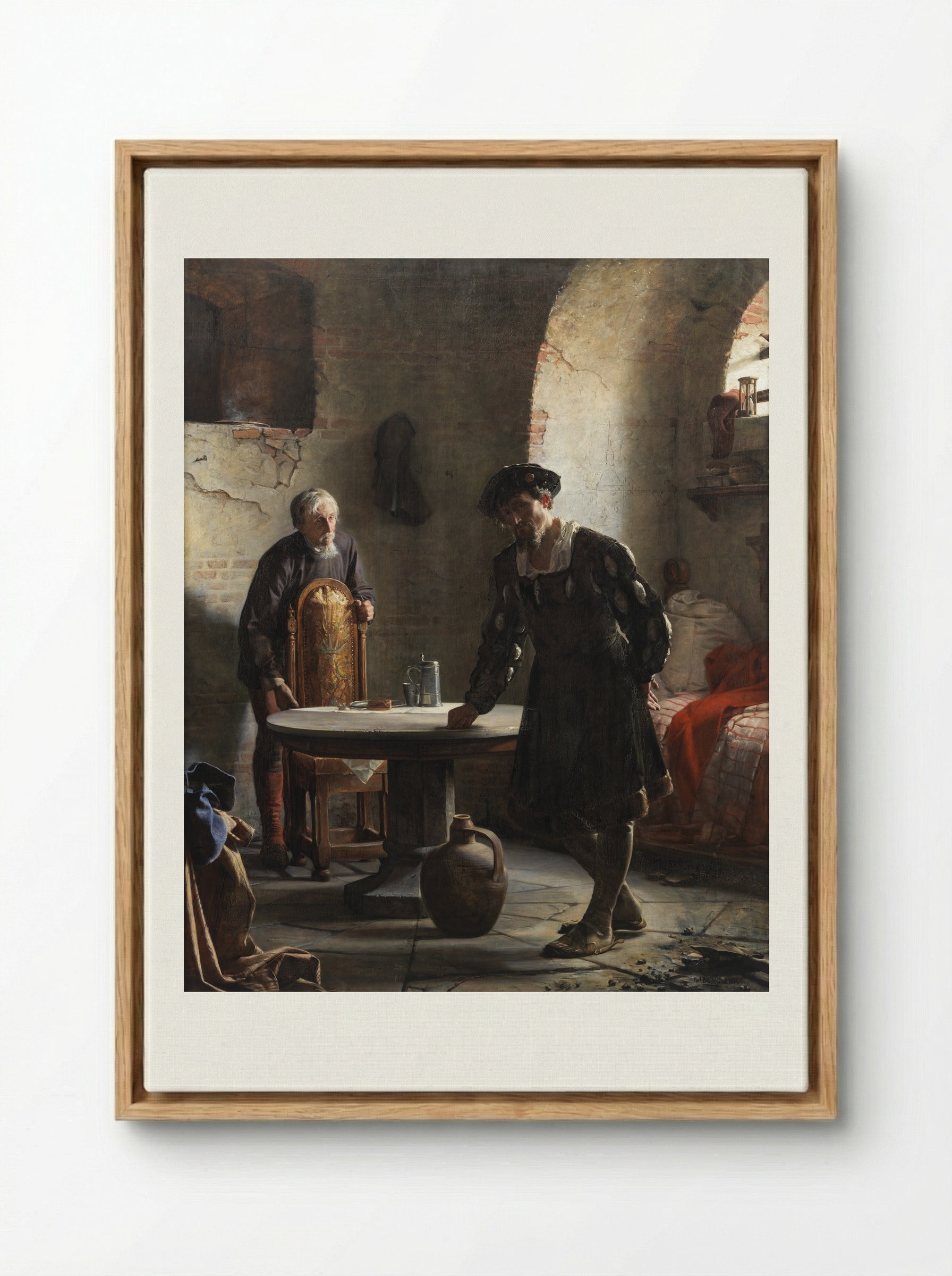 Christian II imprisoned in the tower at Sønderborg castle - Carl Bloch - Framed Canvas Wood