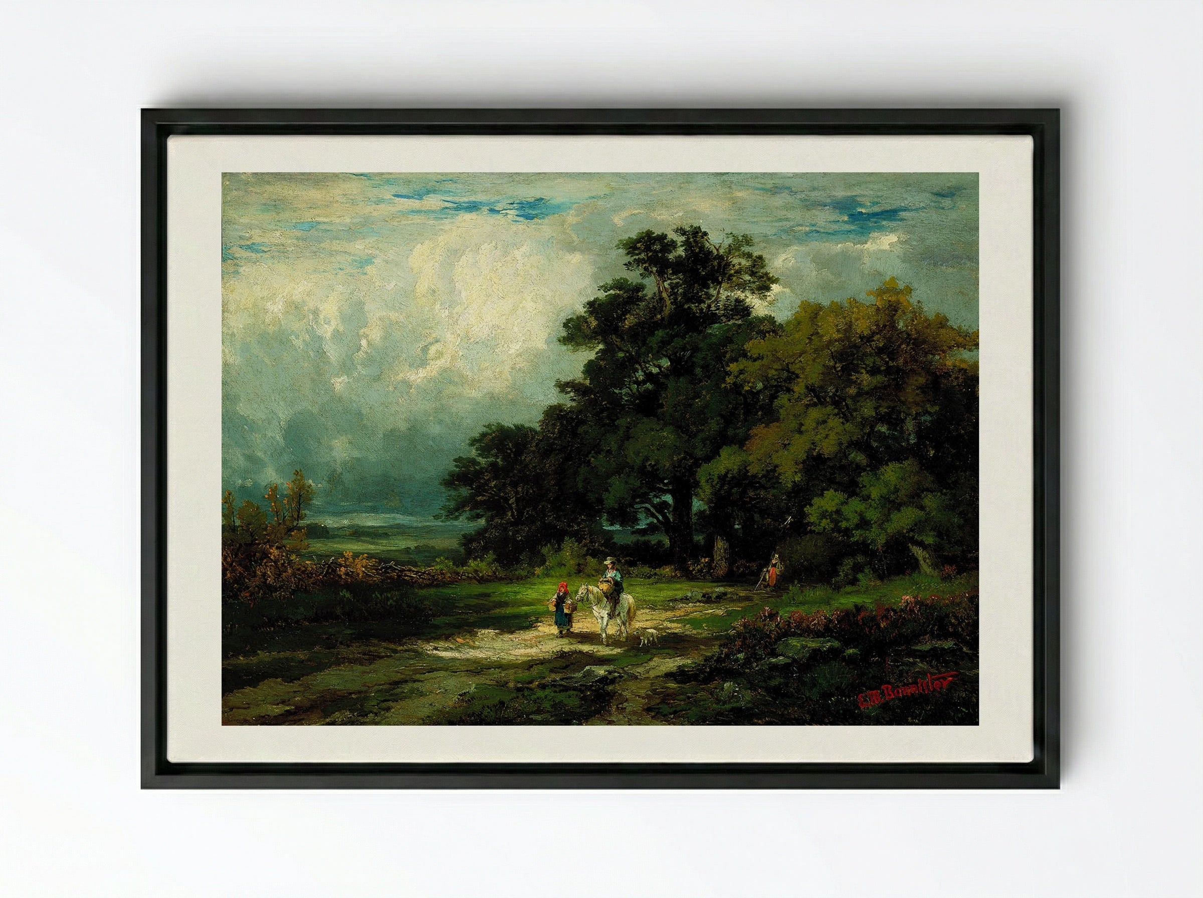 Man on a Horse - Edward Mitchell Bannister - Framed Canvas Black