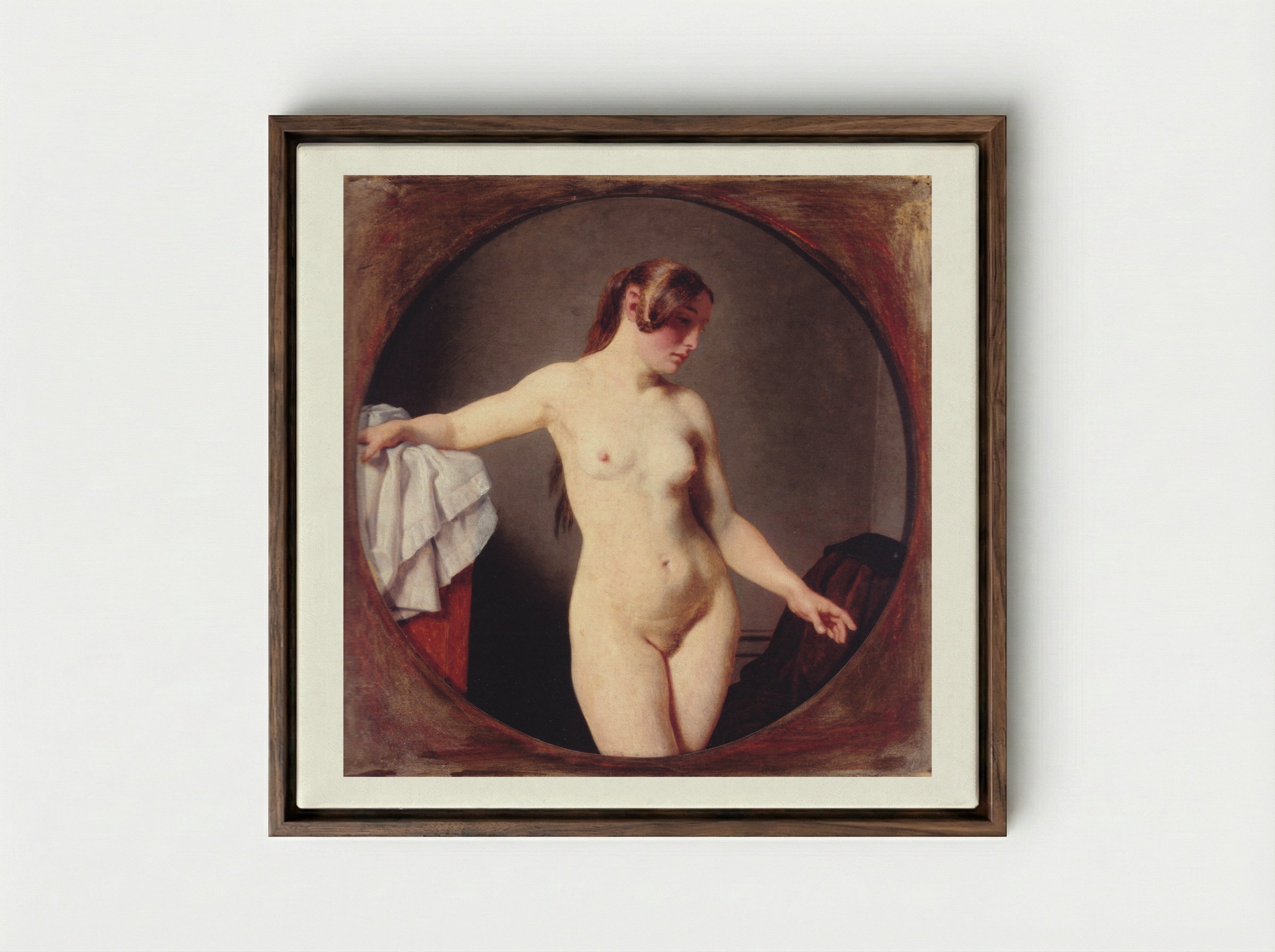 Female Model, Florentine - Christoffer Wilhelm Eckersberg - Framed Canvas Dark Wood