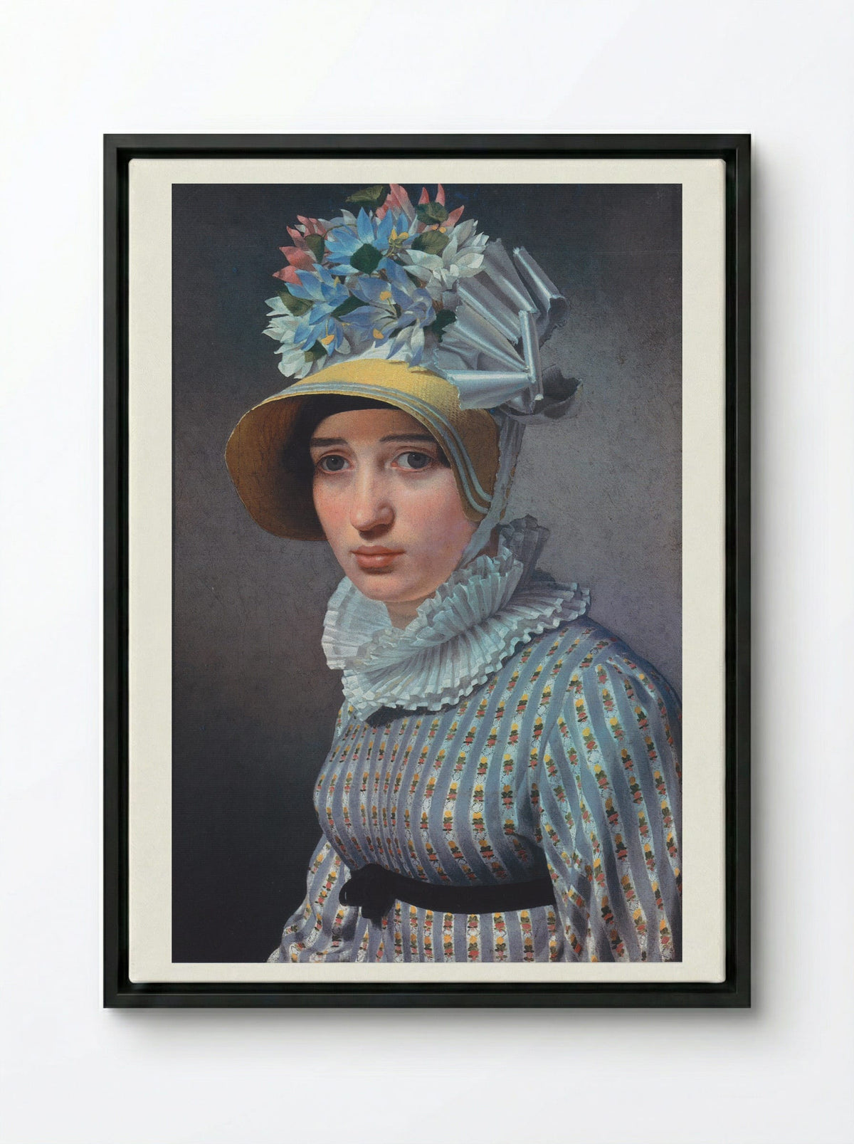 Portrait of Anna Maria Magnani - Christoffer Wilhelm Eckersberg - Framed Canvas Black