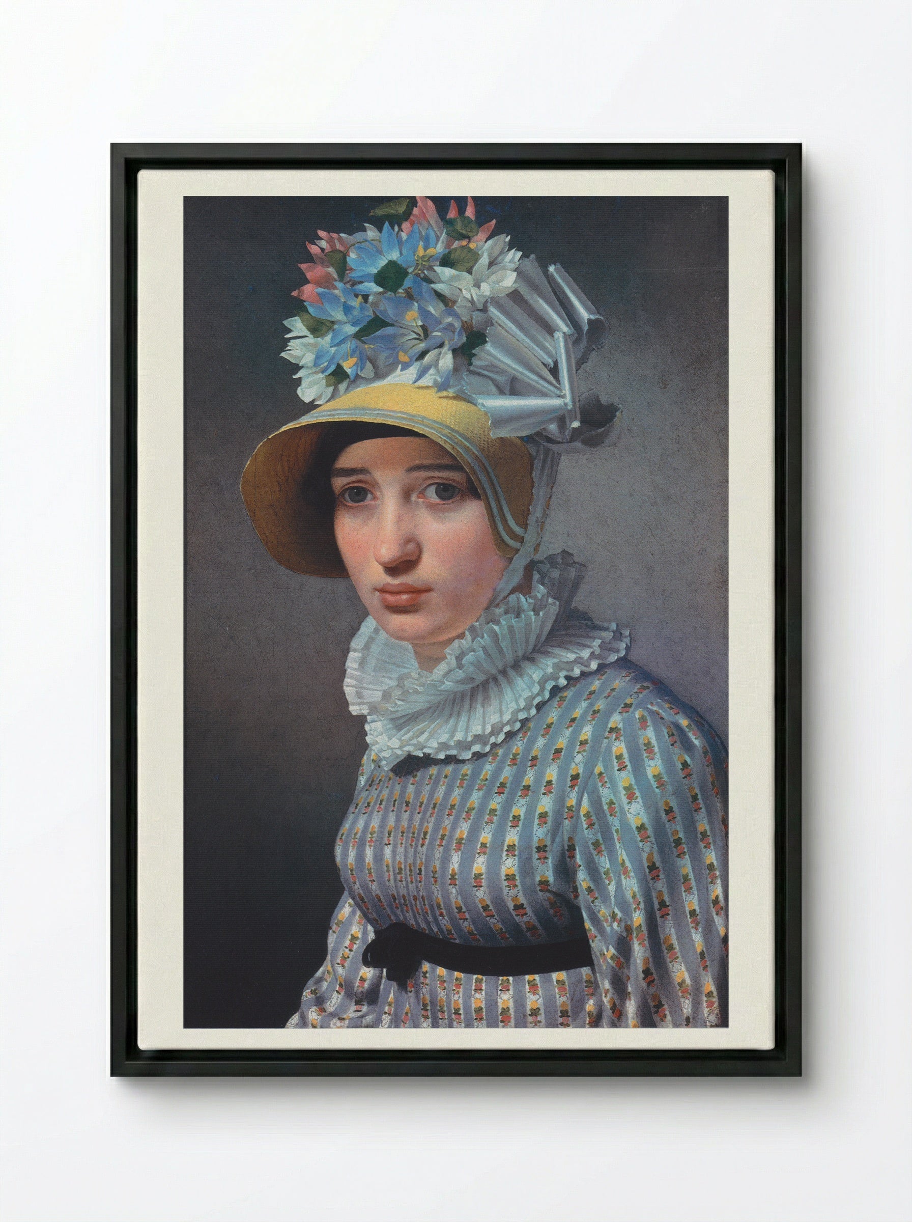 Portrait of Anna Maria Magnani - Christoffer Wilhelm Eckersberg - Framed Canvas Black