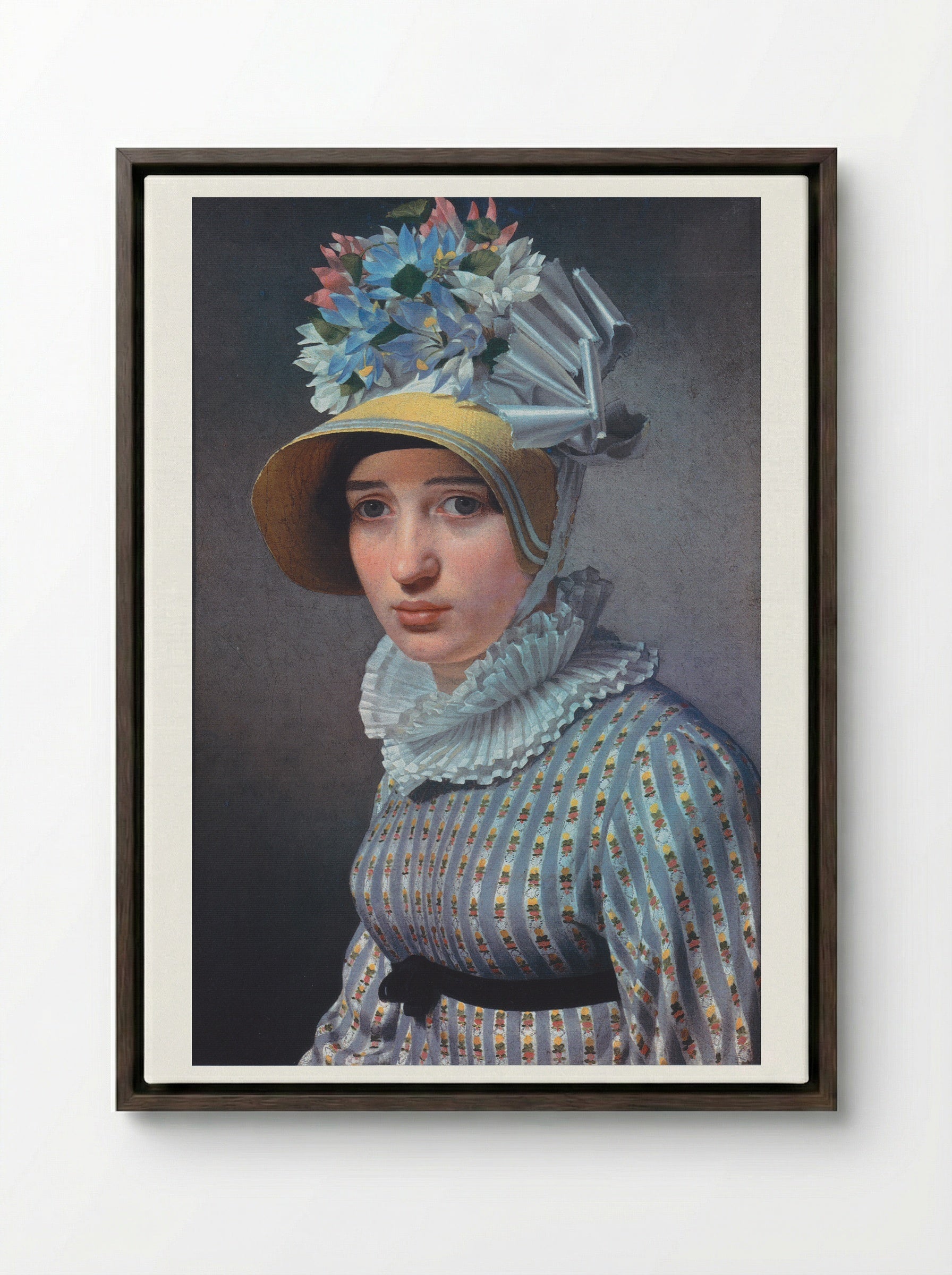 Portrait of Anna Maria Magnani - Christoffer Wilhelm Eckersberg - Framed Canvas Dark Wood