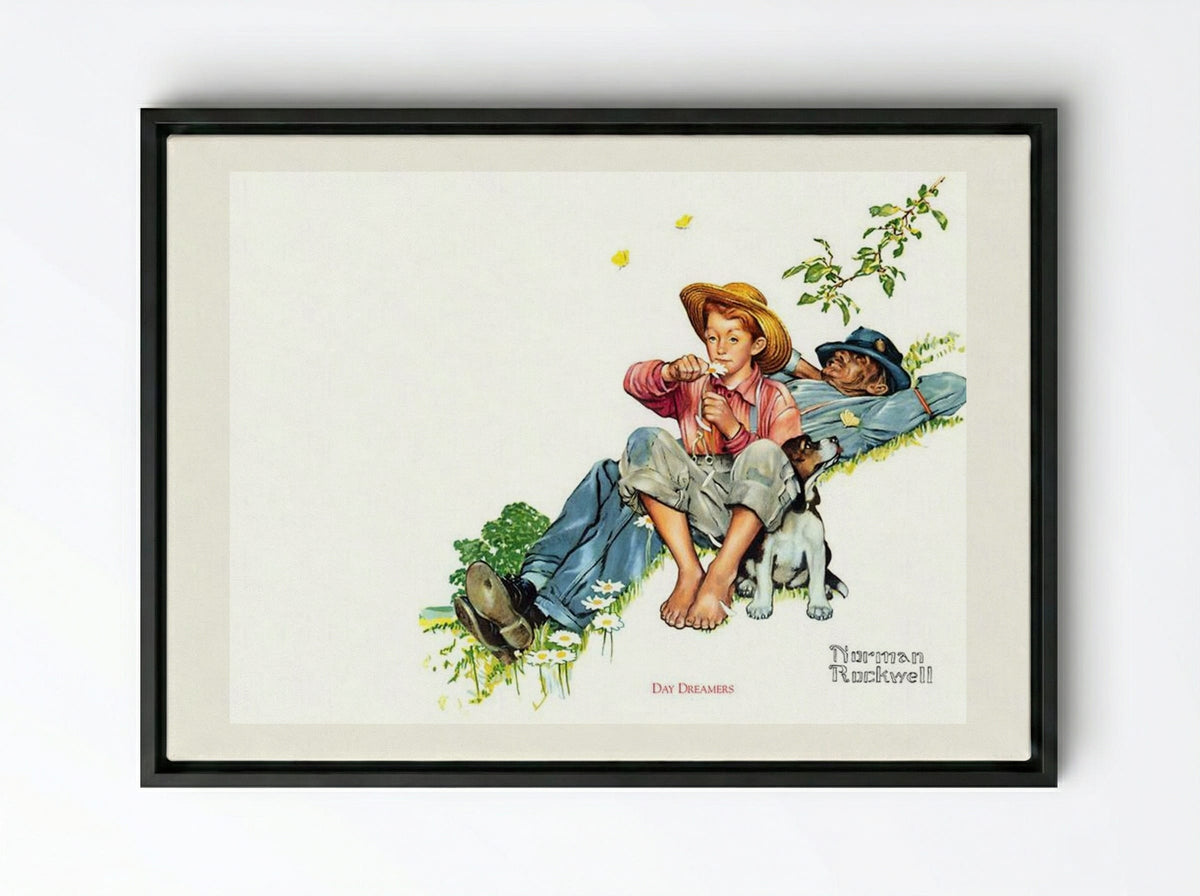 Day Dreamers - Norman Rockwell - Framed Canvas Black