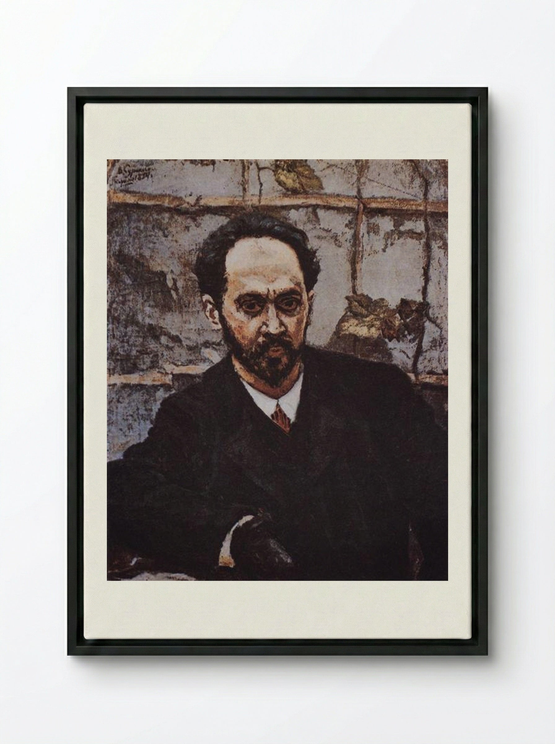 Portrait of I. E. Krachkovsky - Vasily Surikov - Framed Canvas Black
