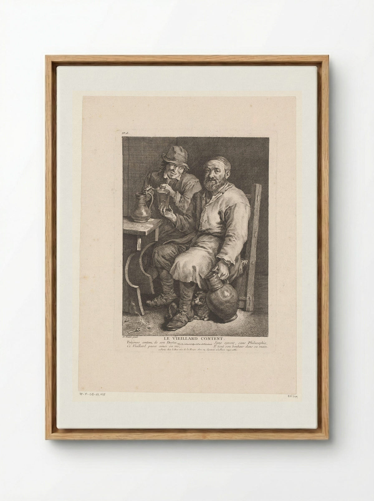 Le Vieillard Content - Jacques-Philippe Le Bas - Framed Canvas Wood