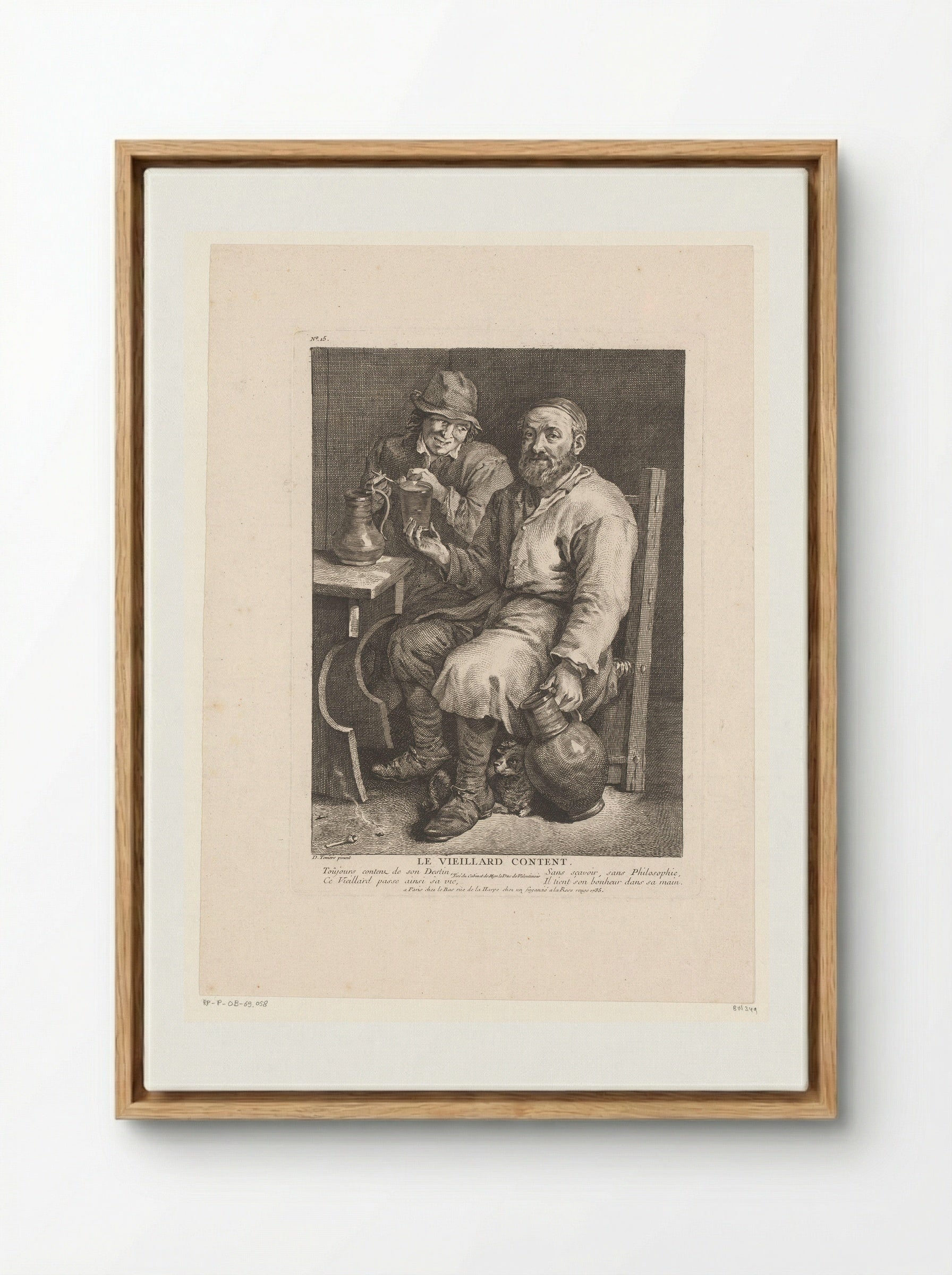 Le Vieillard Content - Jacques-Philippe Le Bas - Framed Canvas Wood