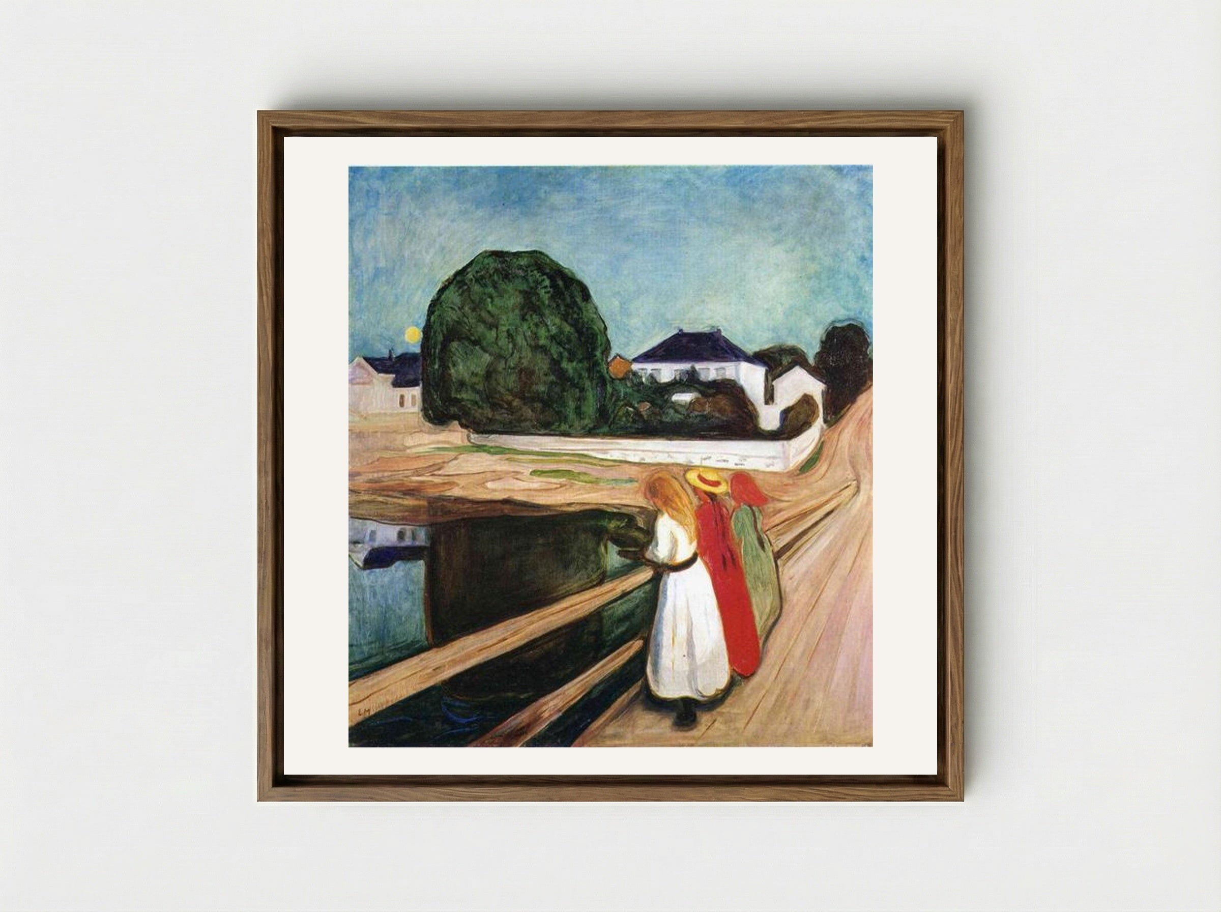 The Girls on the Bridge - Edvard Munch - Framed Canvas Wood