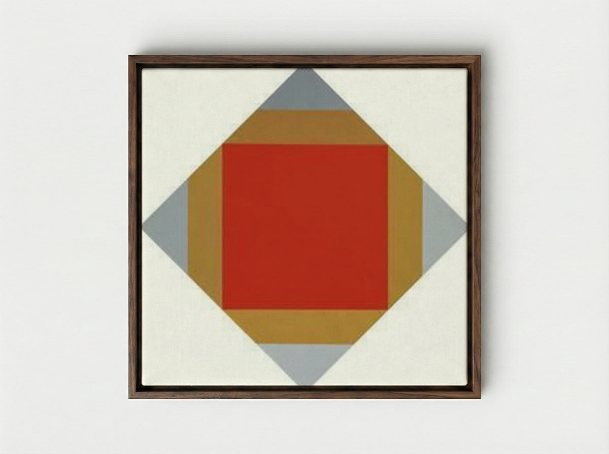 Red Nuclear - Max Bill - Framed Canvas Dark Wood