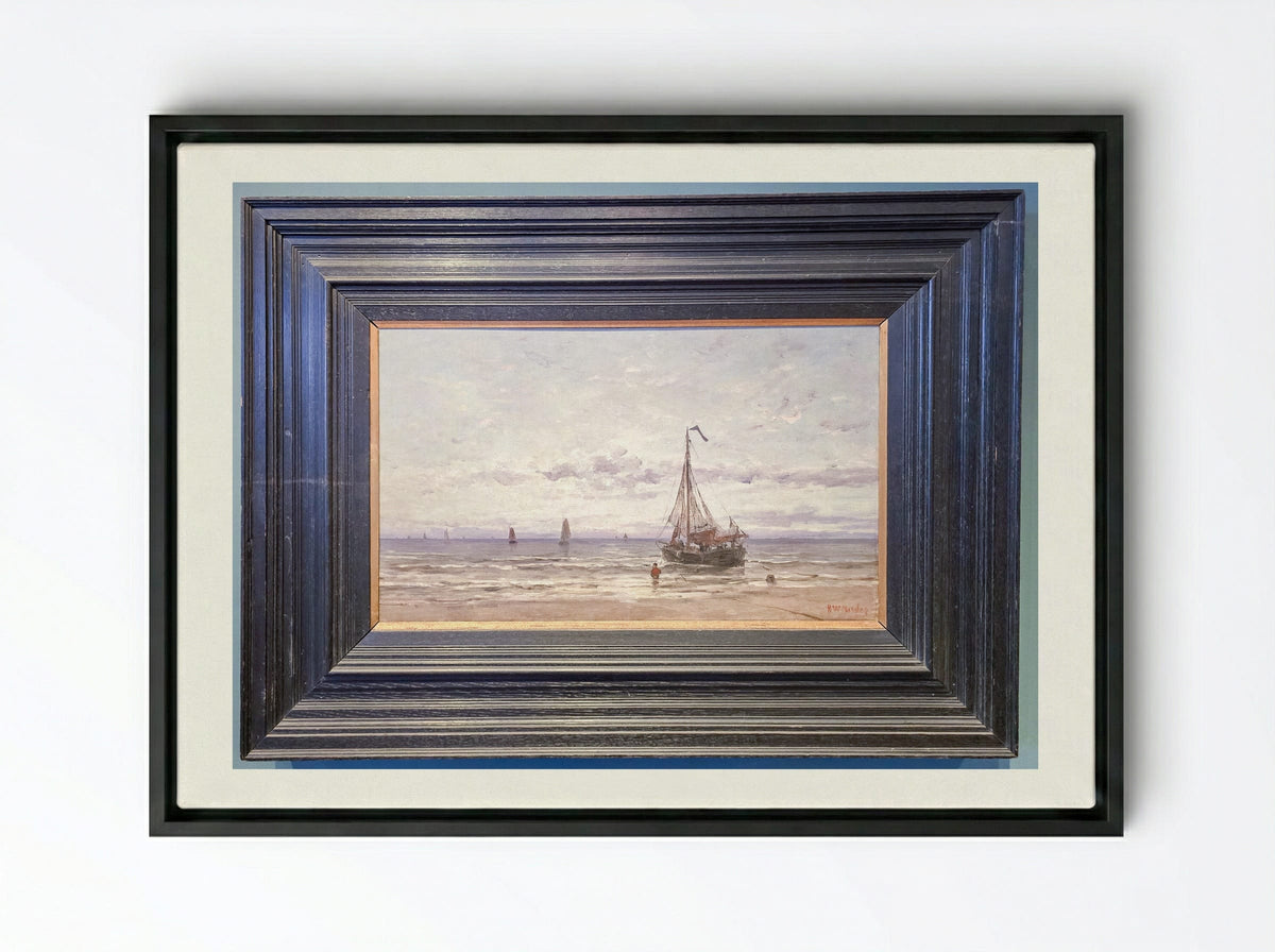 Zeegezicht - Hendrik Willem Mesdag - Framed Canvas Black
