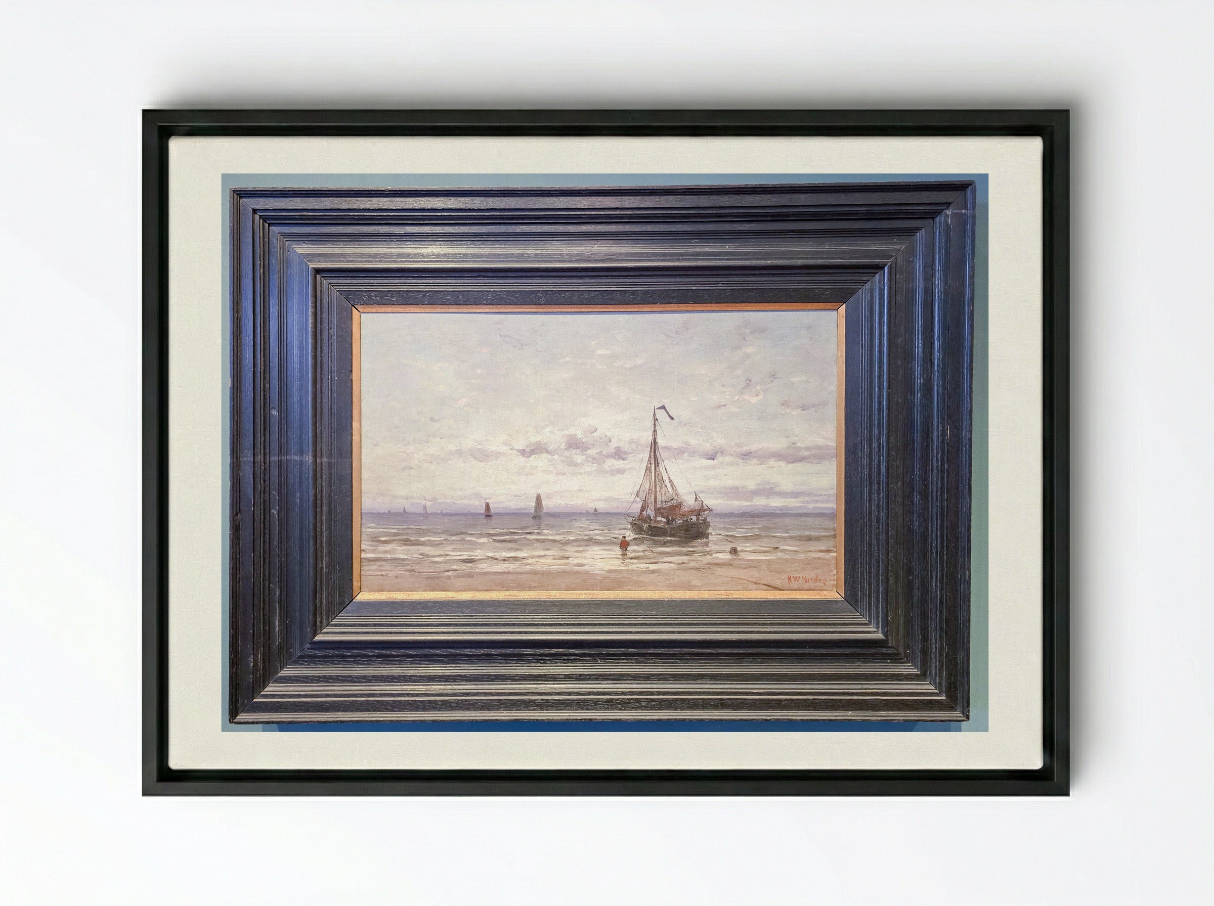Zeegezicht - Hendrik Willem Mesdag - Framed Canvas Black