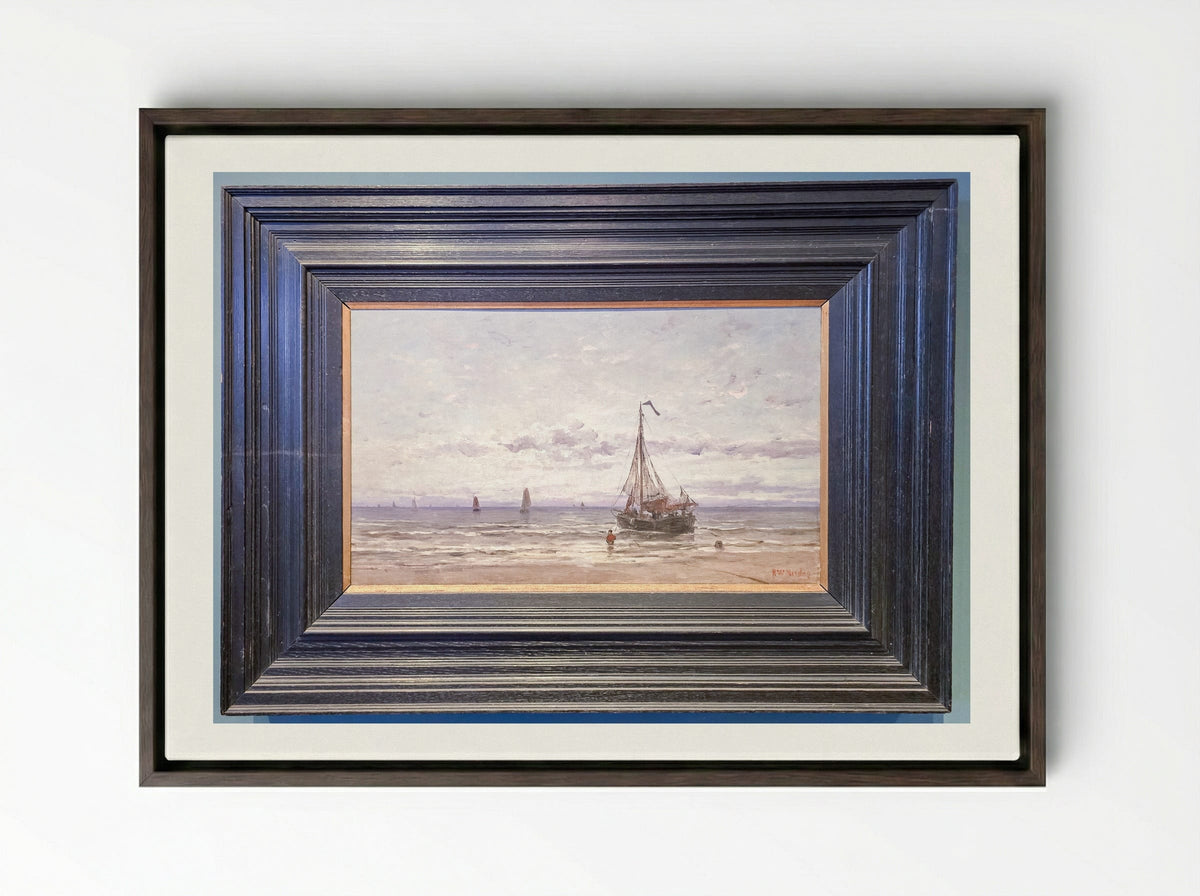 Zeegezicht - Hendrik Willem Mesdag - Framed Canvas Dark Wood