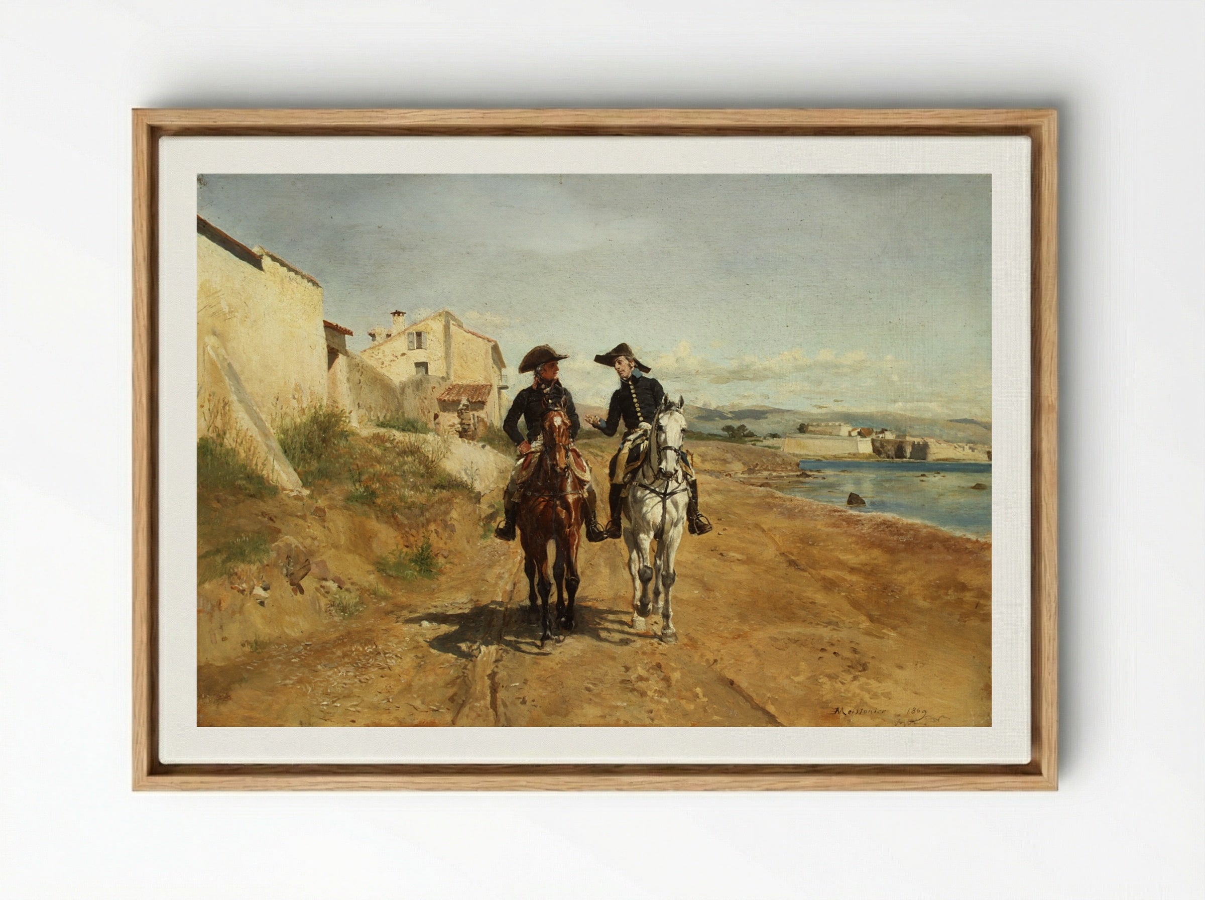 A General and His Aide-de-camp - Ernest Meissonier - Framed Canvas Wood