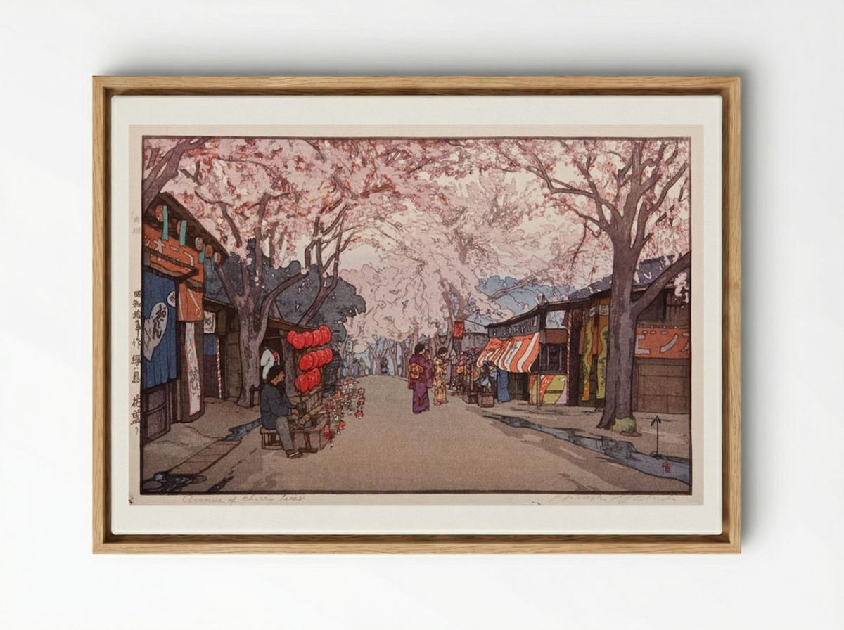 Avenue of Cherry Trees - Hiroshi Yoshida - Framed Canvas Wood