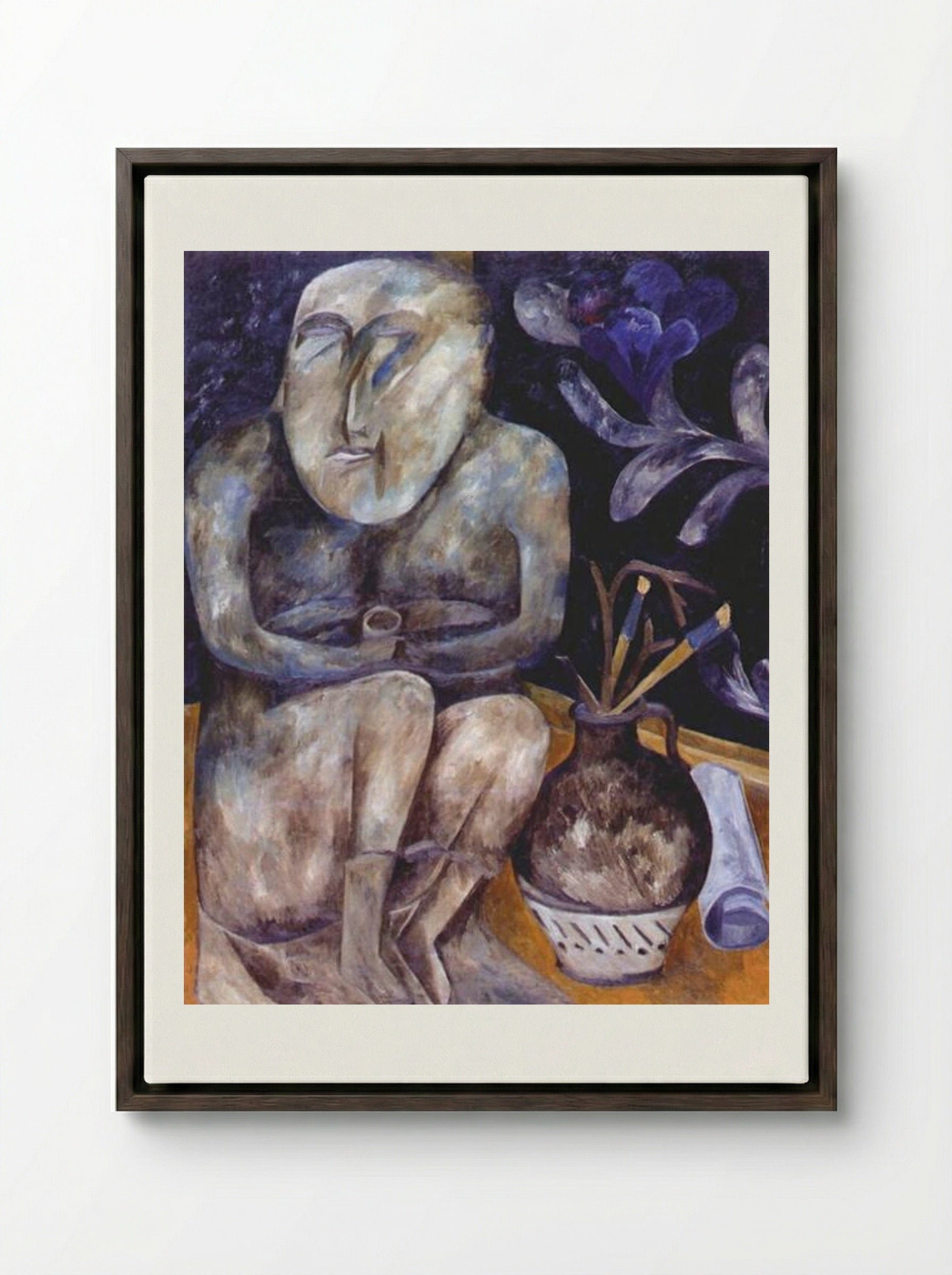 Stone Maiden (Still Life) - Natalia Goncharova - Framed Canvas Dark Wood
