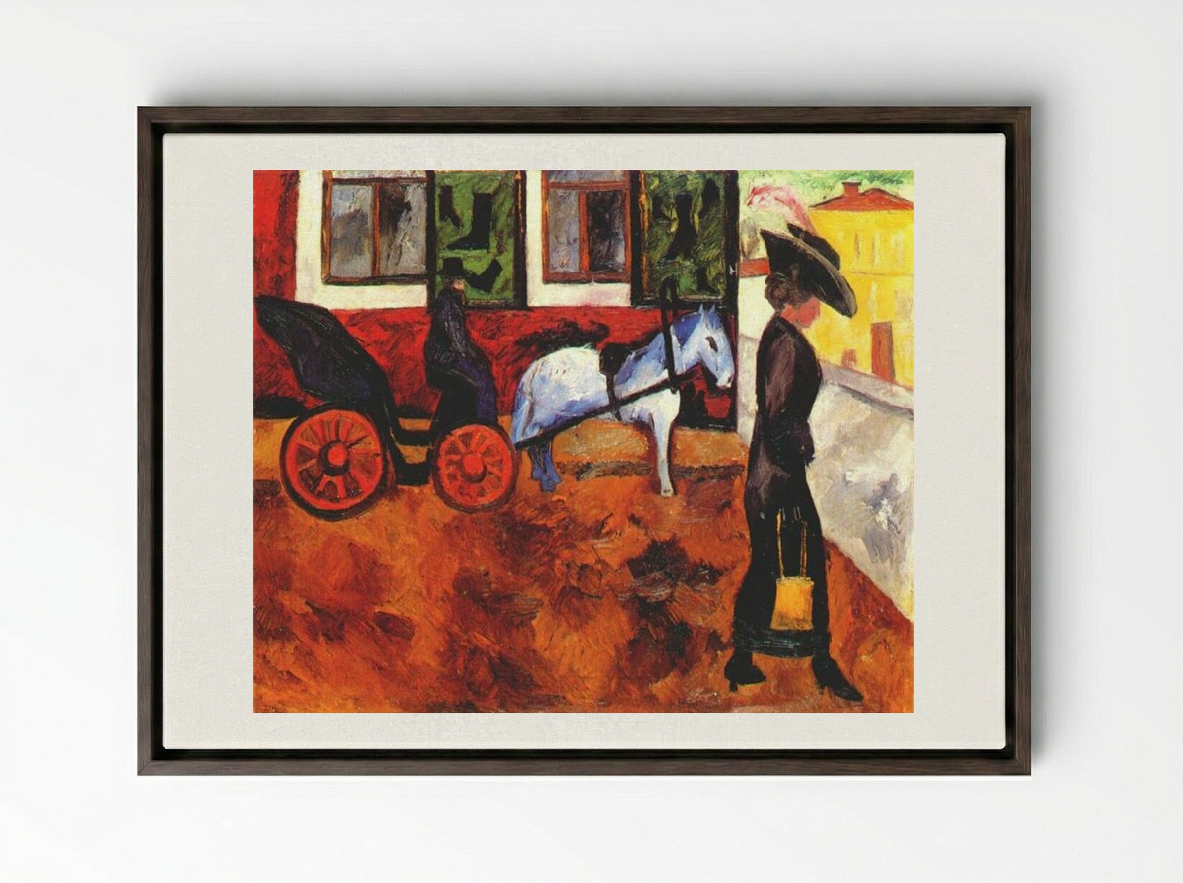 Moscow Street - Natalia Goncharova - Framed Canvas Dark Wood