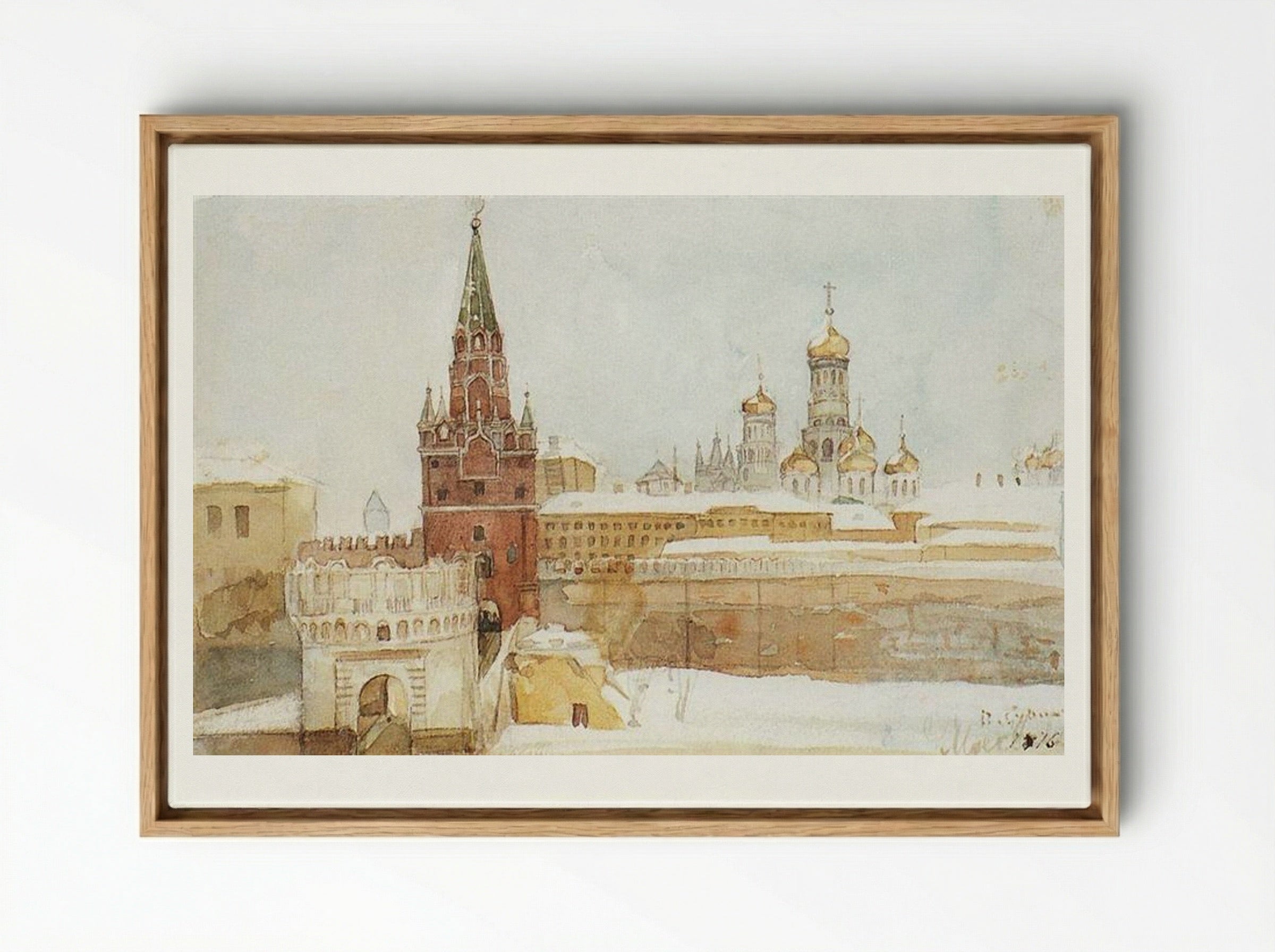 View of the Kremlin in Winter - Vasily Surikov - Framed Canvas Wood