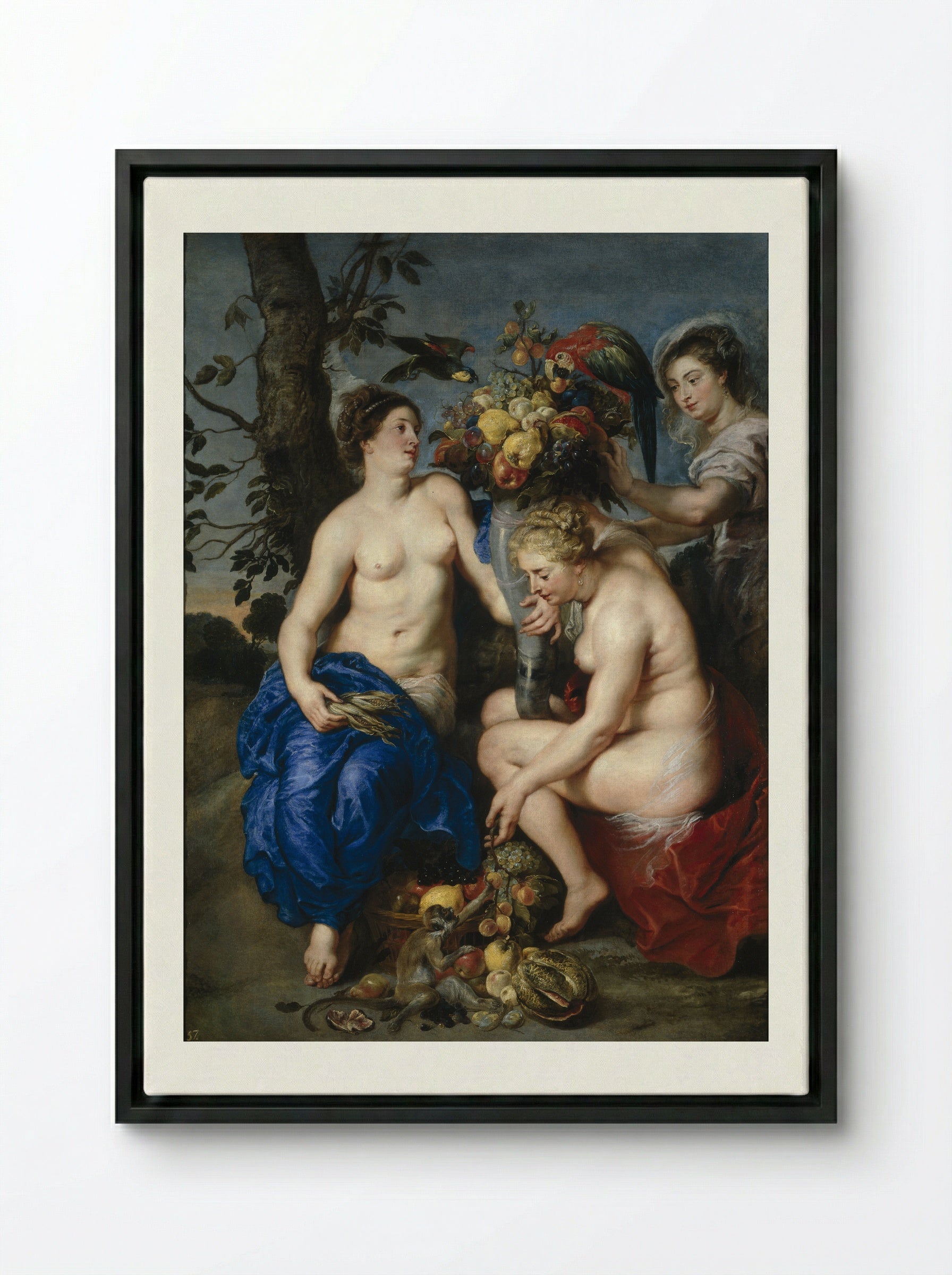 Ceres with two nymphs - Frans Snyders - Framed Canvas Black