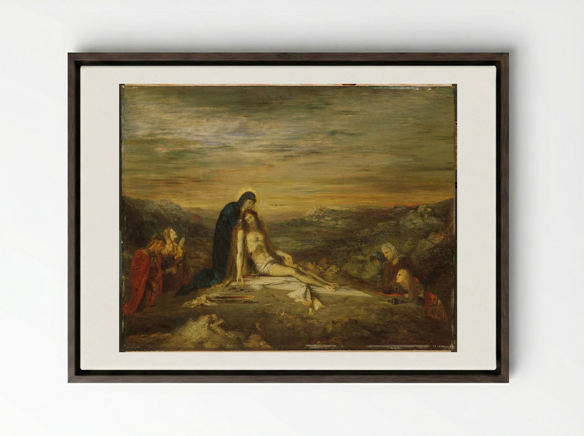 The Pietà - Gustave Moreau - Framed Canvas Dark Wood